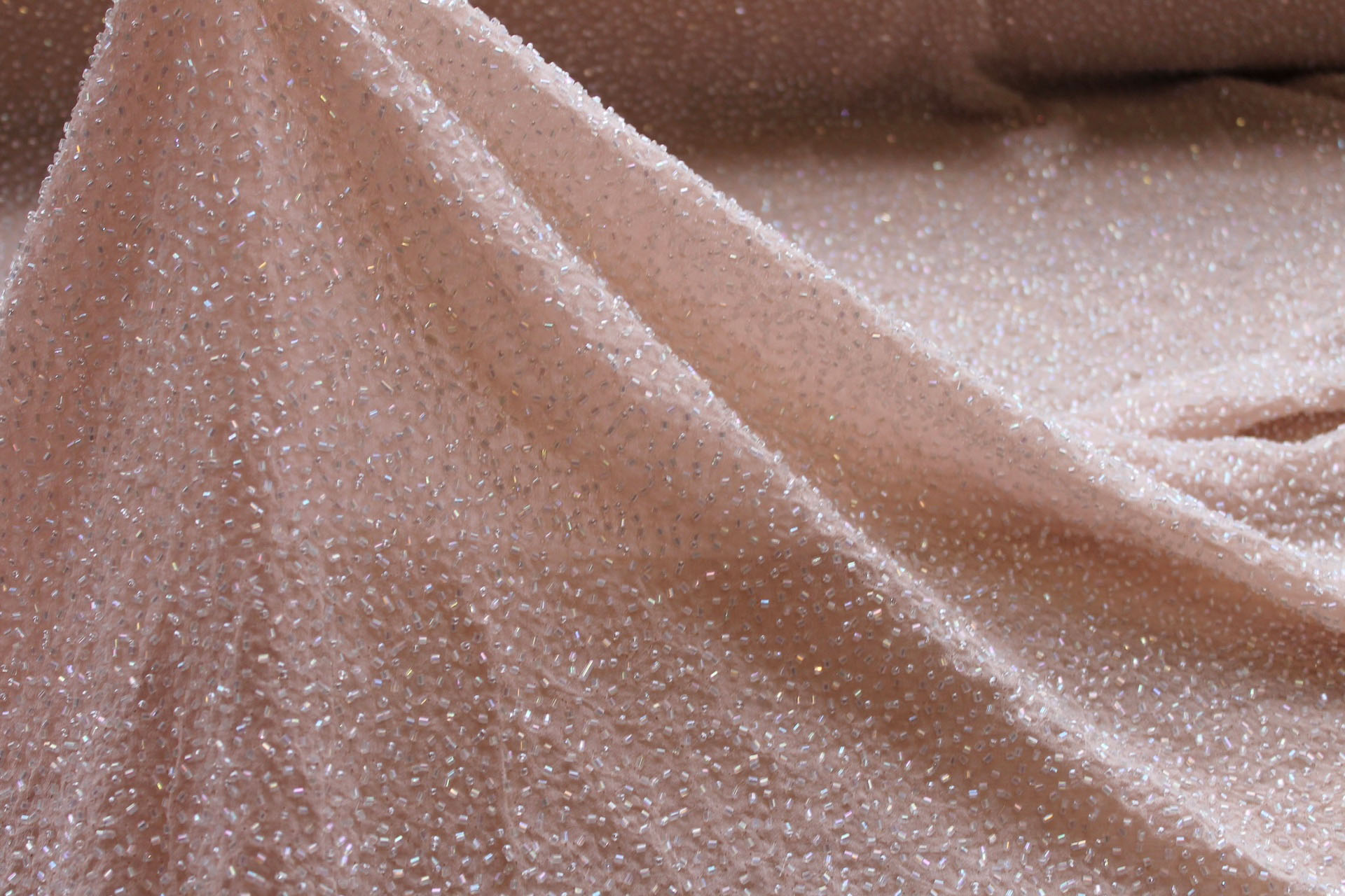 Beaded Silk Chiffon - New Pale Pink fabric, image 4 of 7