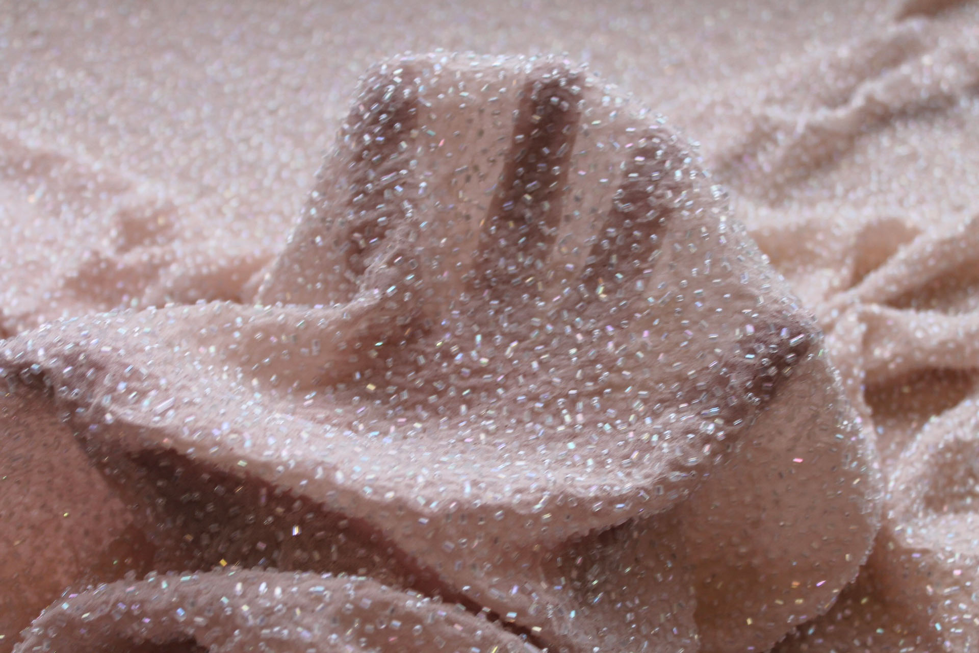 Beaded Silk Chiffon - New Pale Pink fabric, image 5 of 7