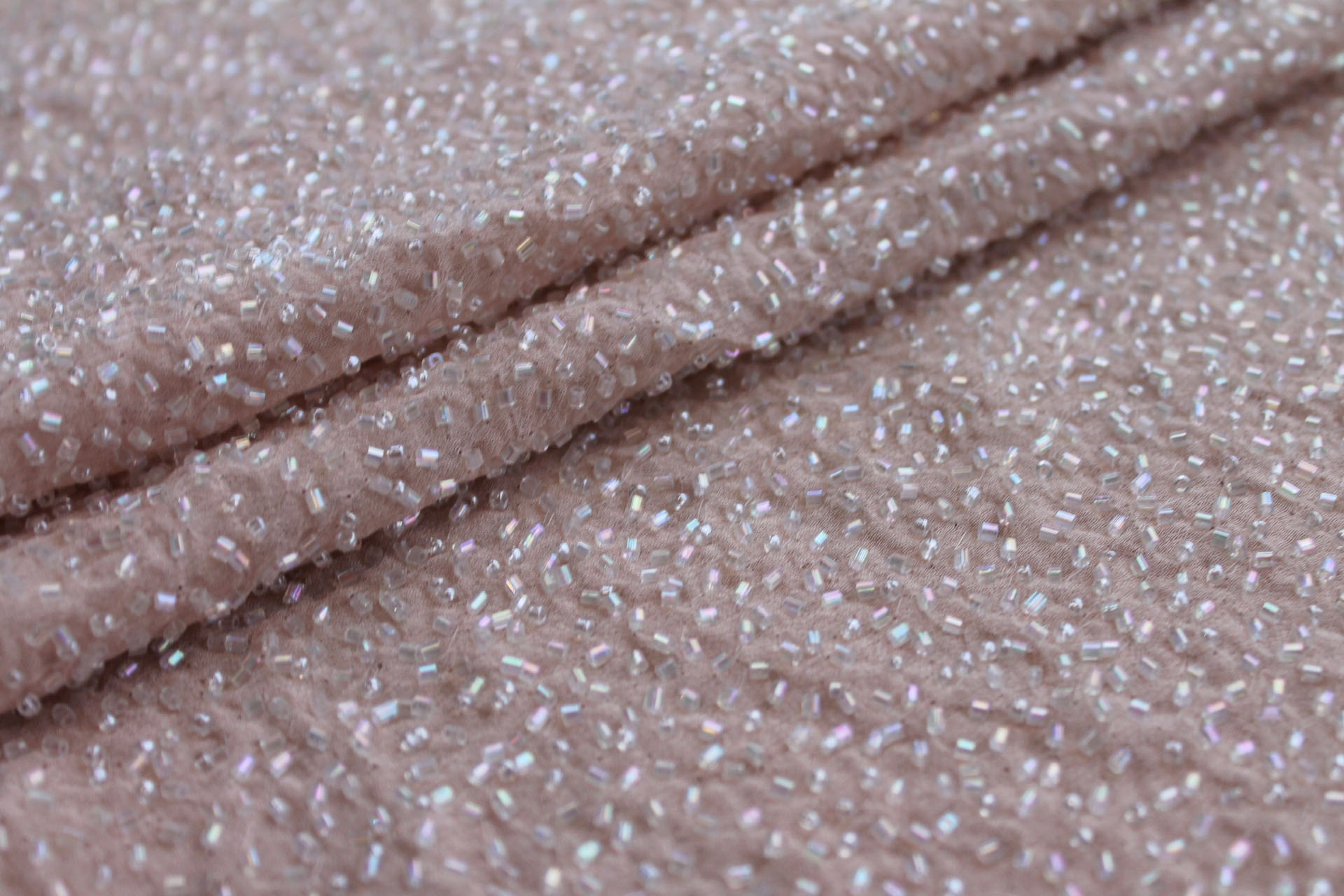 Beaded Silk Chiffon - New Pale Pink fabric, image 6 of 7