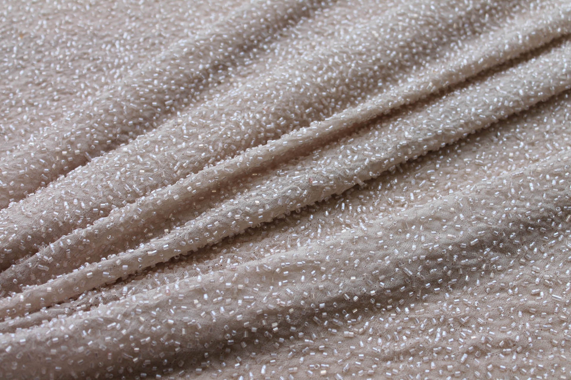 Beaded Silk Chiffon - New Oyster fabric, image 3 of 7