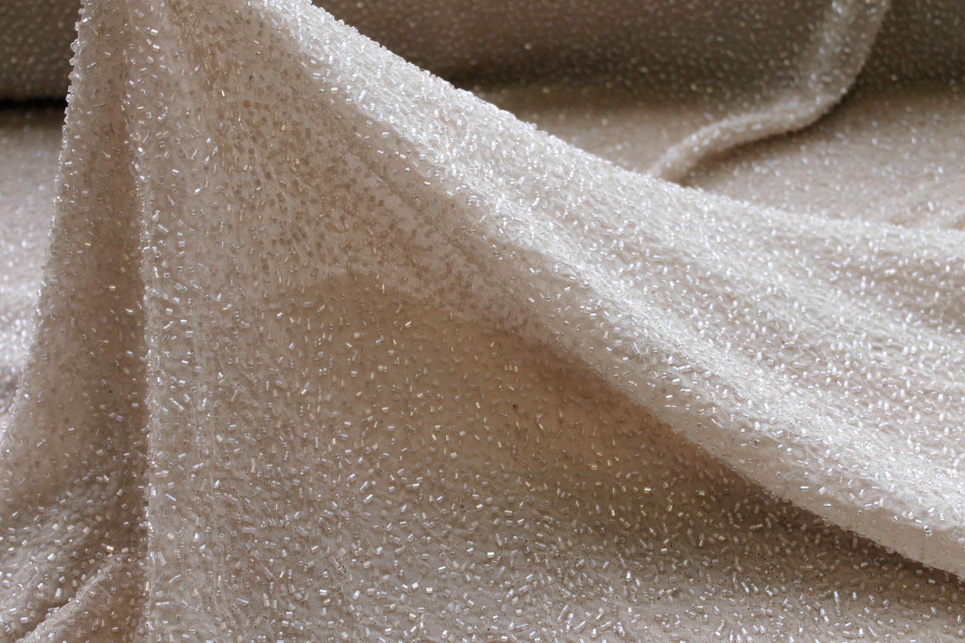 Beaded Silk Chiffon - New Oyster fabric, image 4 of 7