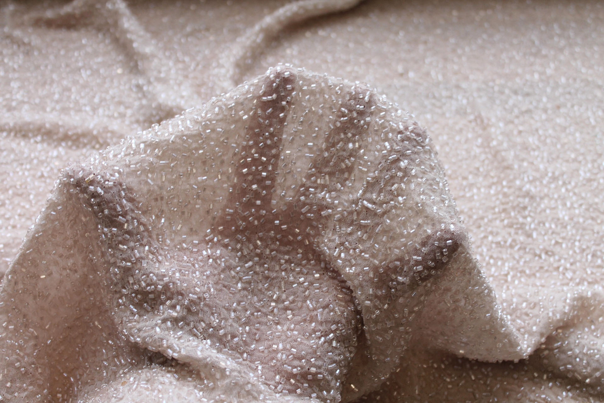 Beaded Silk Chiffon - New Oyster fabric, image 5 of 7
