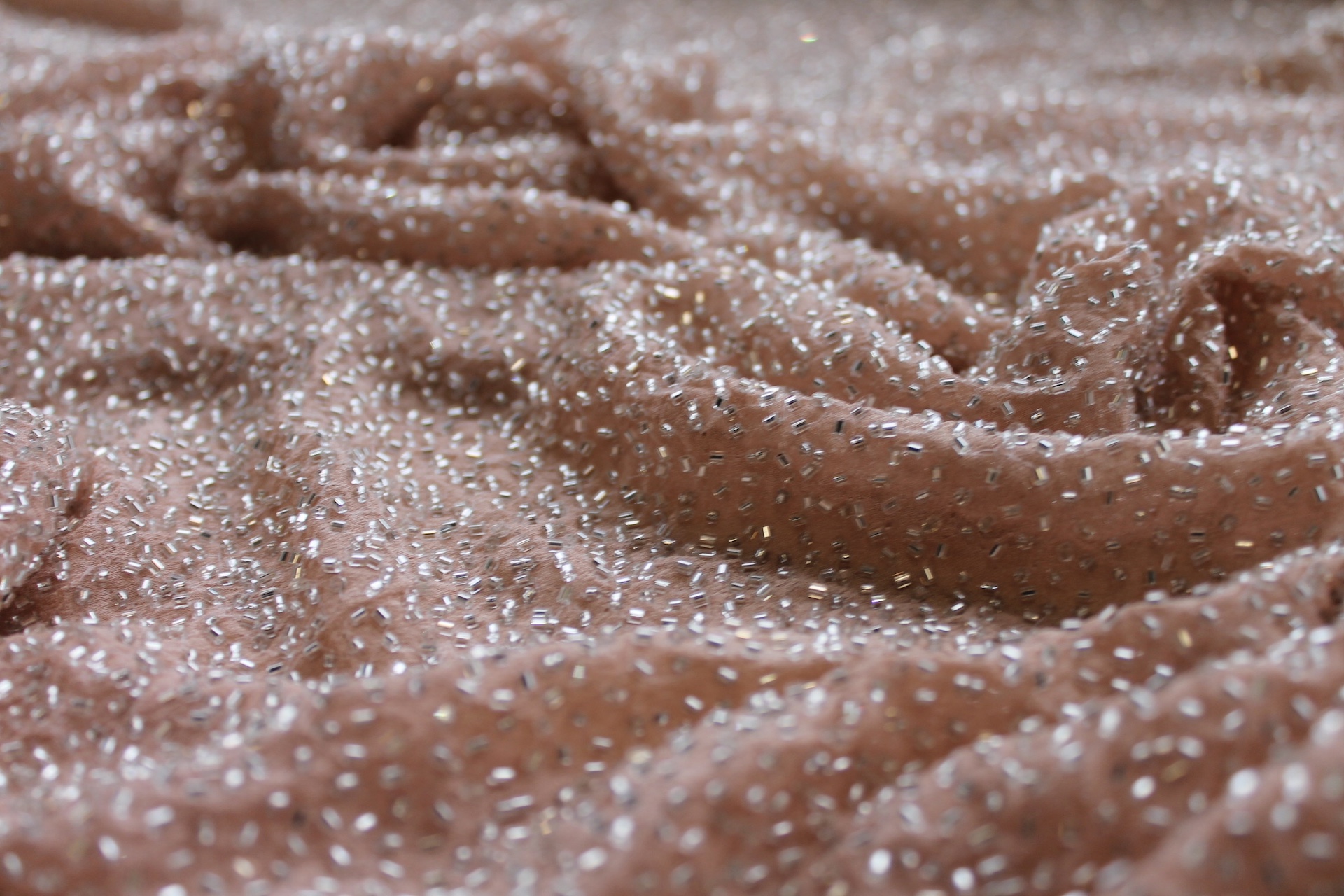 Beaded Silk Chiffon - New Nude Silver fabric, image 2 of 7