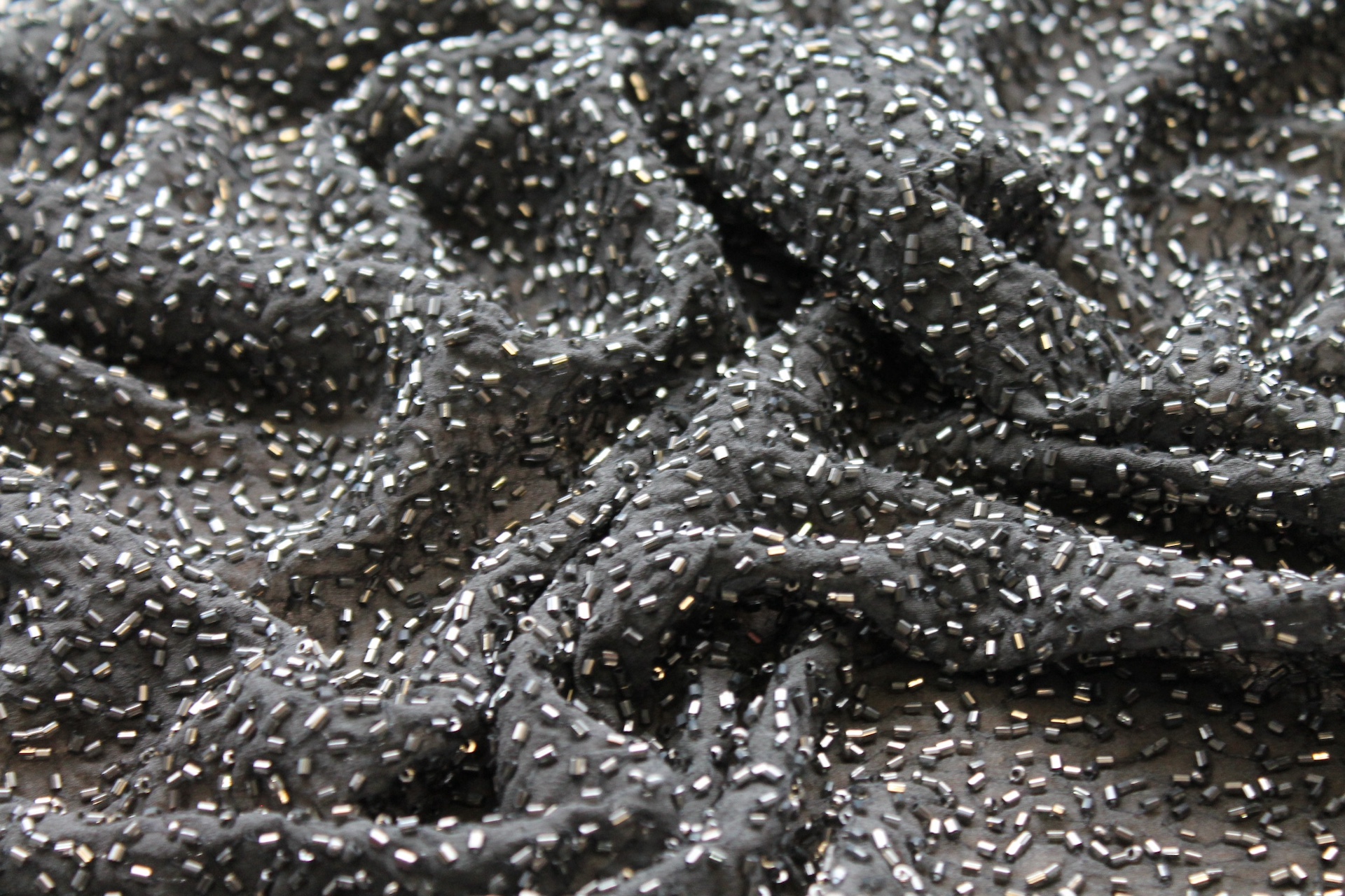 Beaded Silk Chiffon - New Gunmetal fabric, image 2 of 7