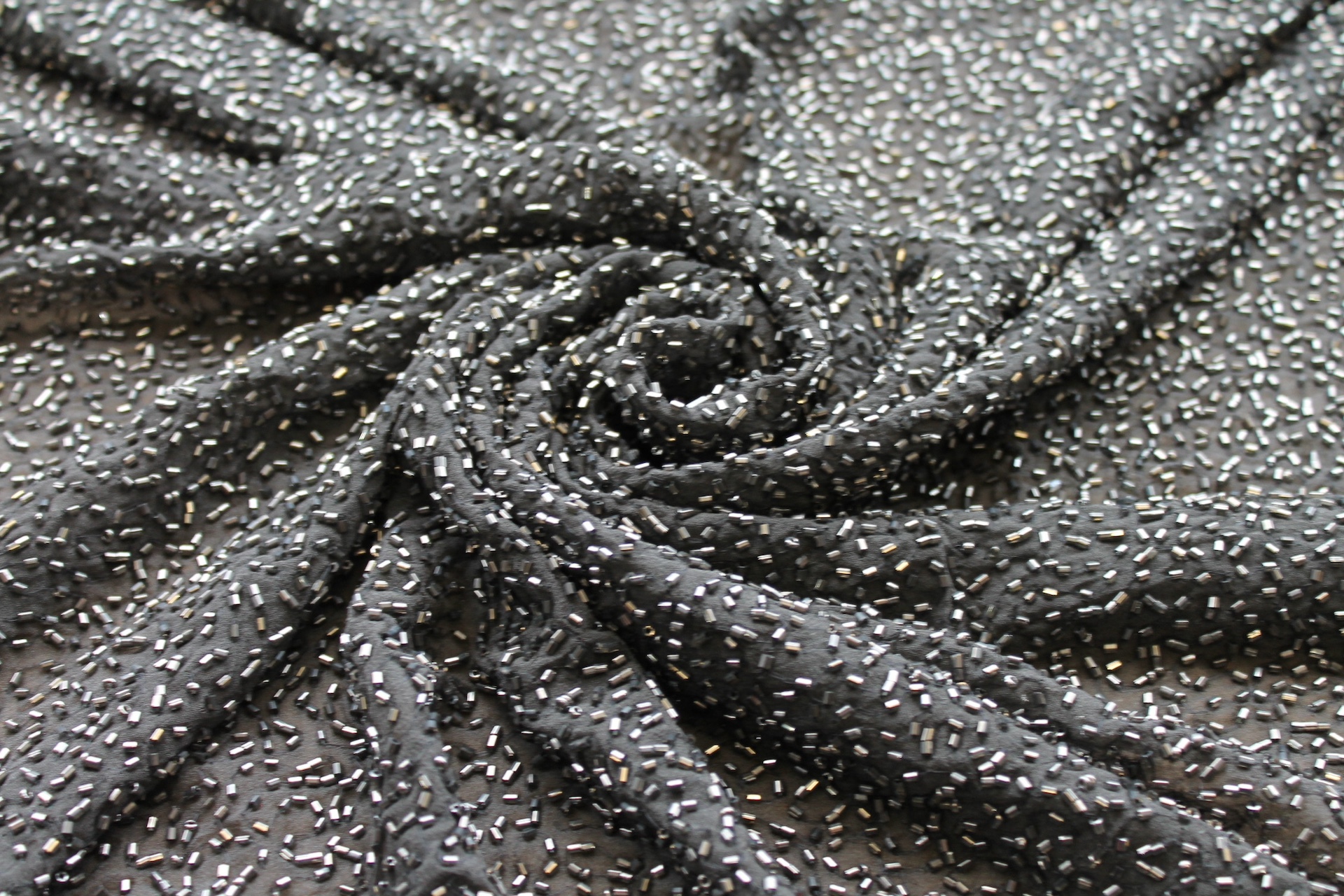 Beaded Silk Chiffon - New Gunmetal fabric
