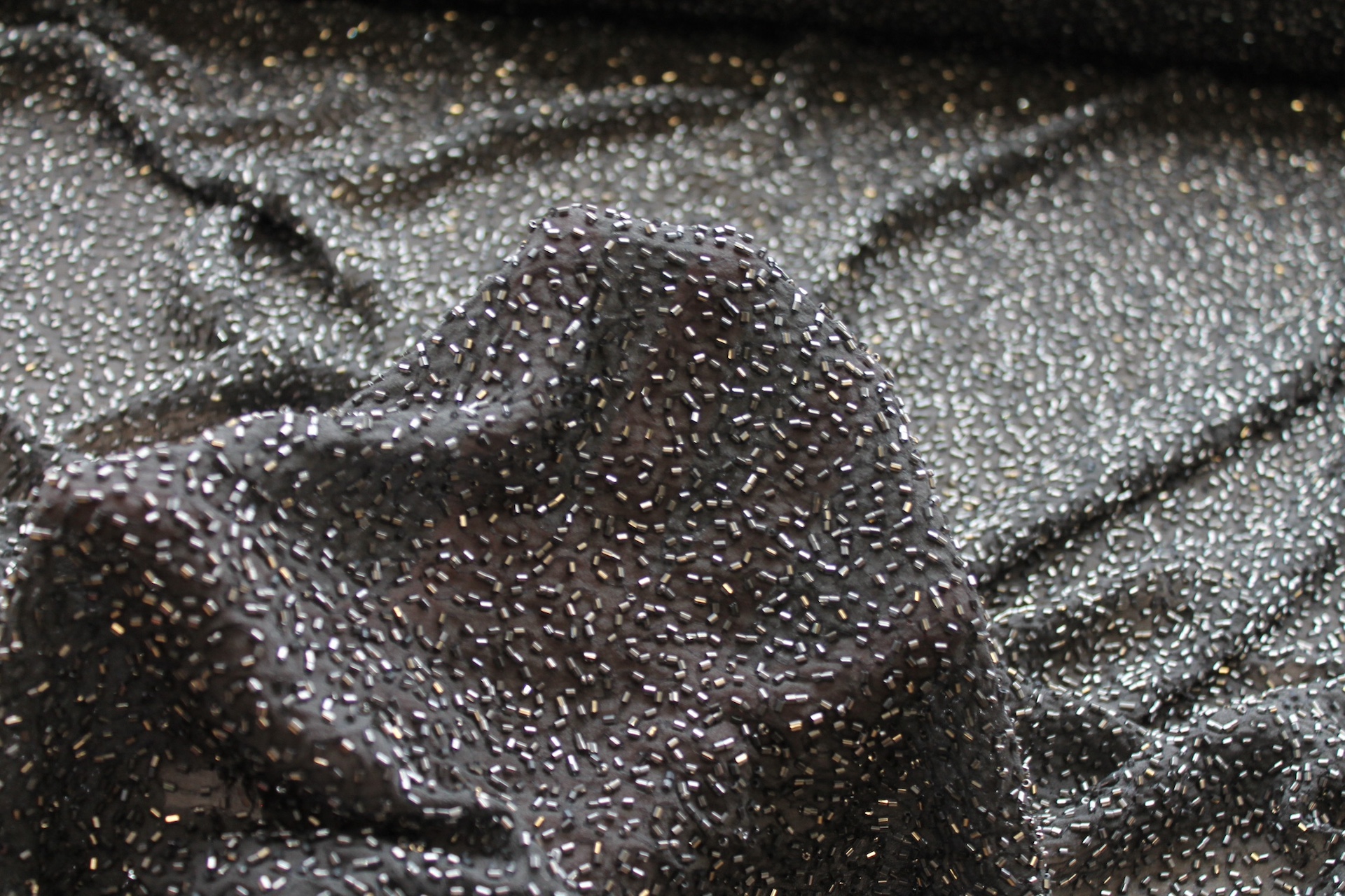 Beaded Silk Chiffon - New Gunmetal fabric, image 5 of 7