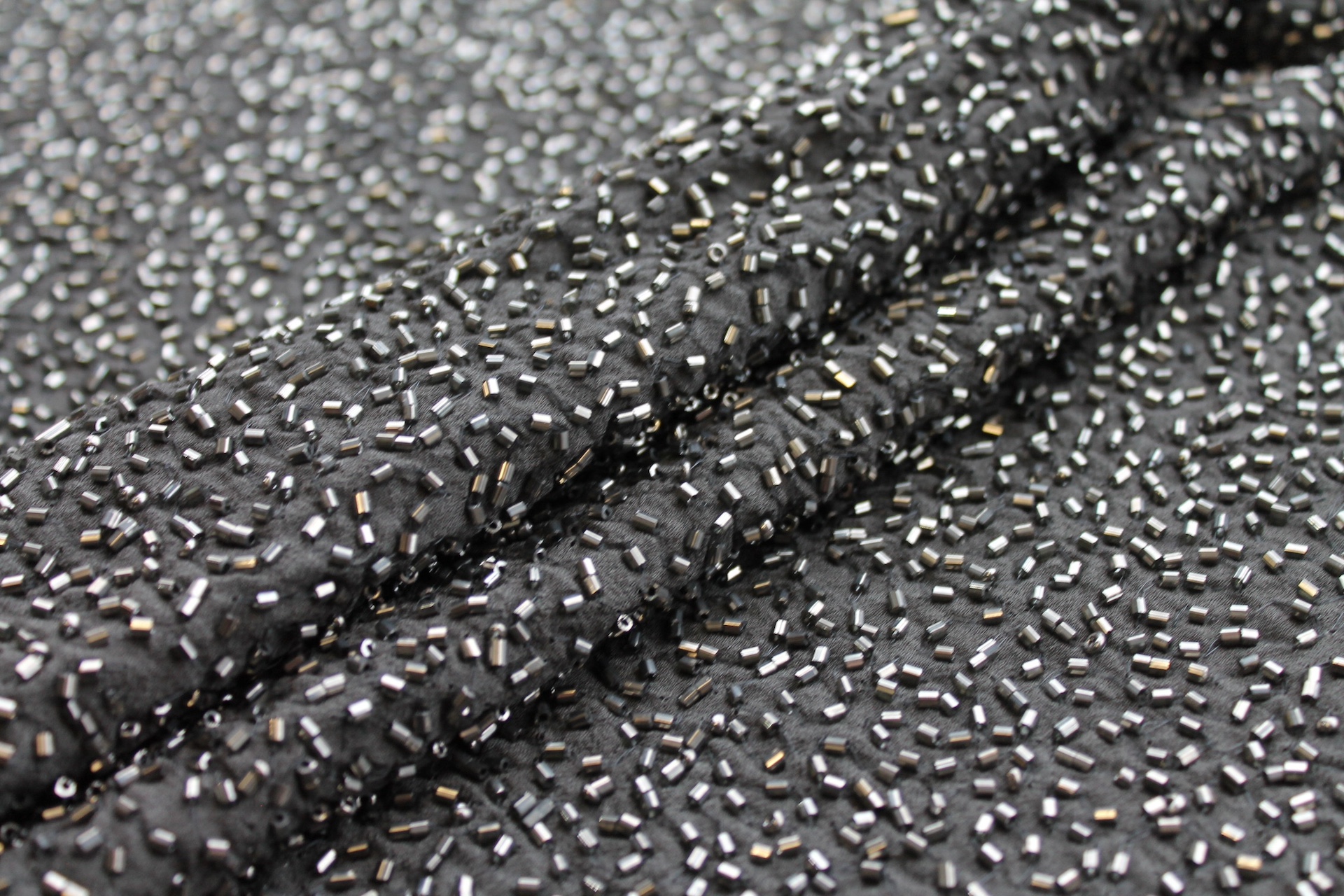 Beaded Silk Chiffon - New Gunmetal fabric, image 6 of 7