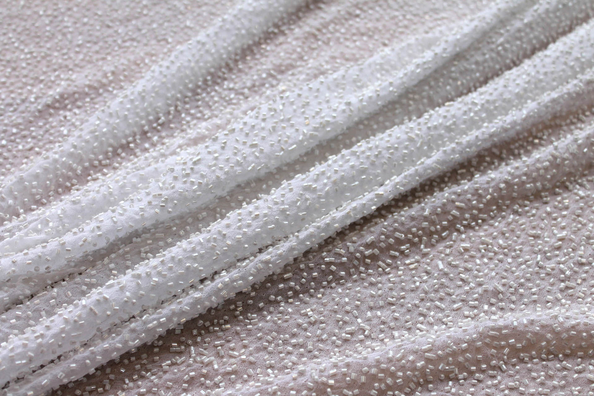 Beaded Silk Chiffon - New Ice White fabric, image 3 of 7