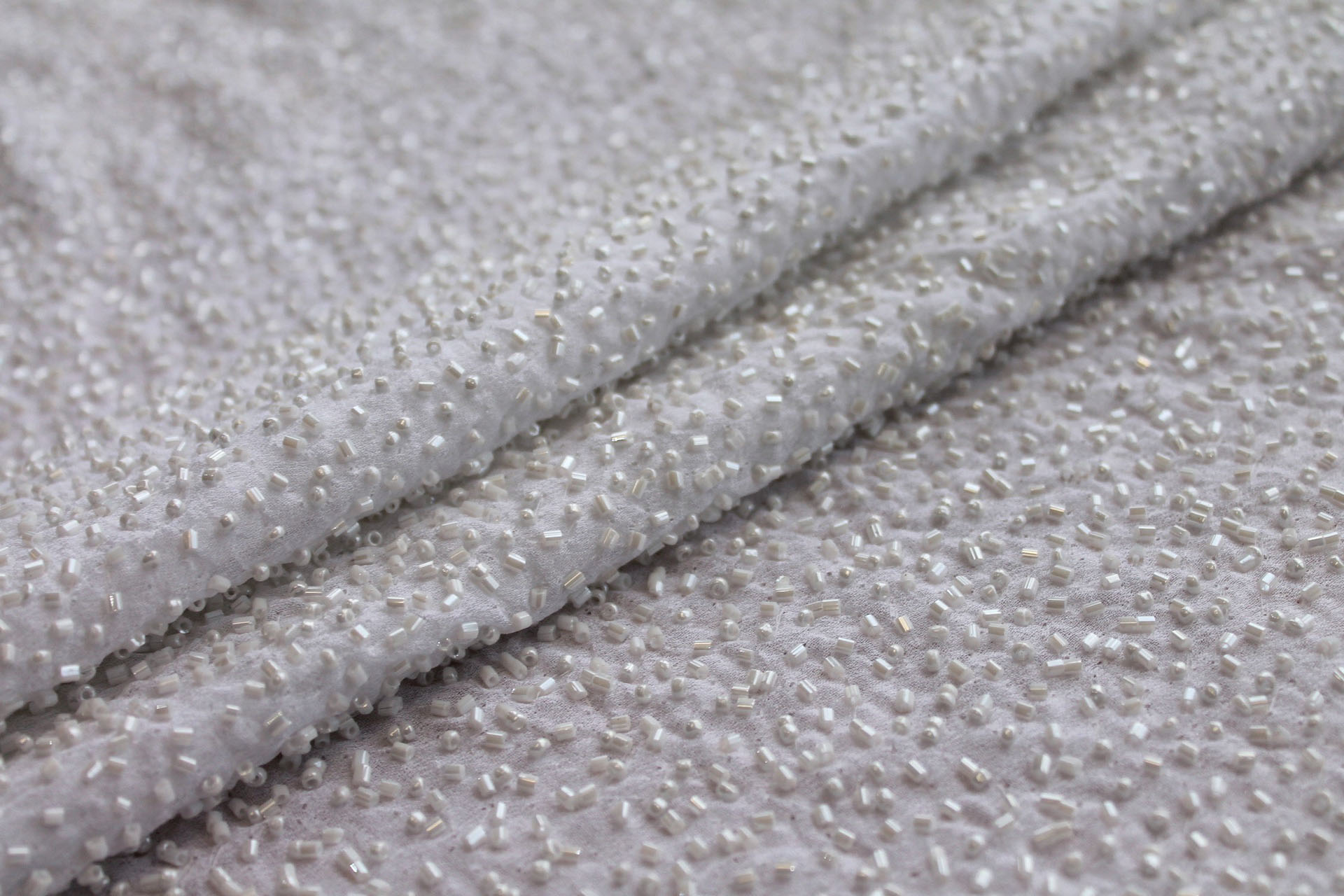 Beaded Silk Chiffon - New Ice White fabric, image 6 of 7