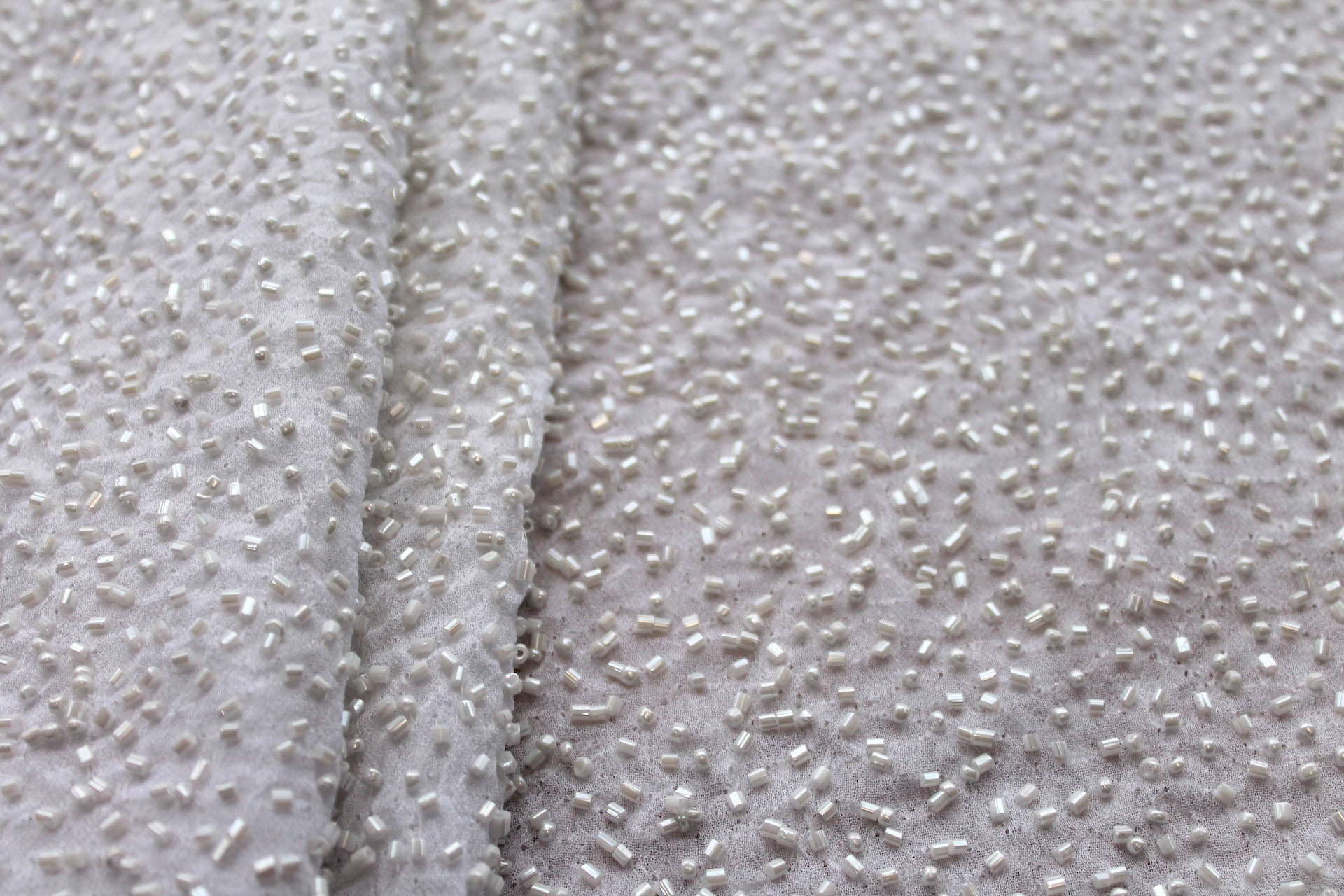 Beaded Silk Chiffon - New Ice White fabric, image 7 of 7