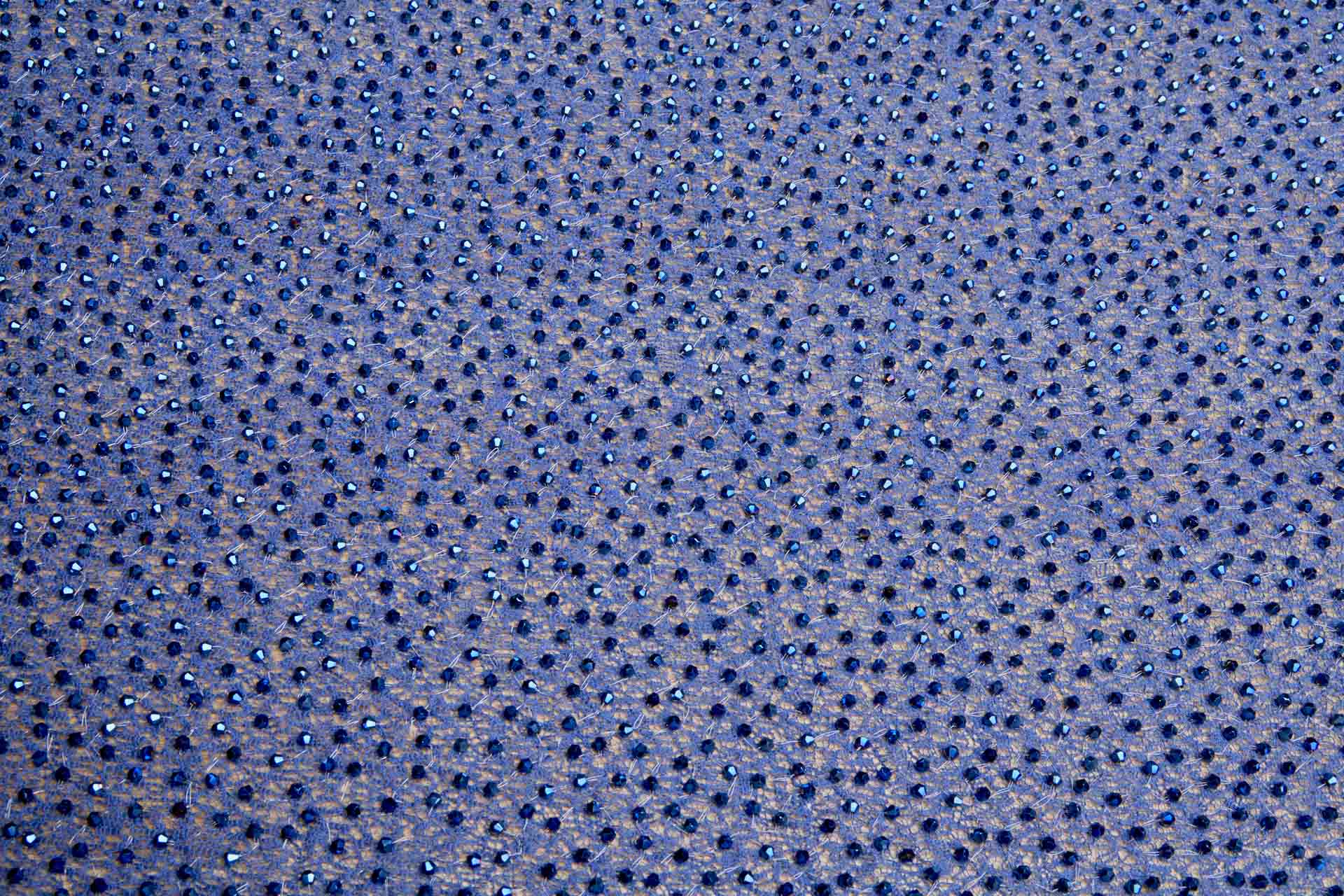 Faceted Crystal Beads on Mesh - Peacock Blue fabric, image 5 of 5