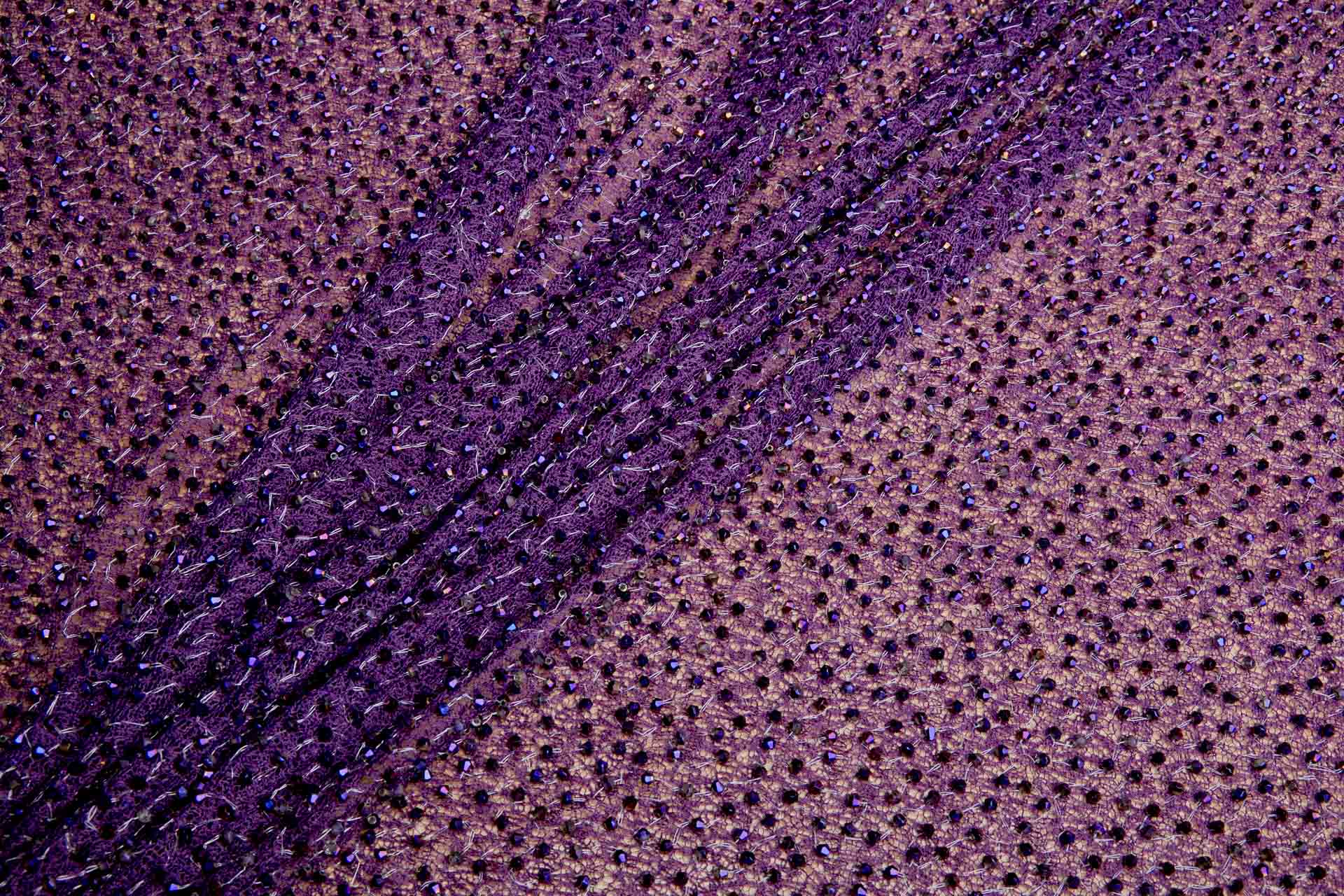 Faceted Crystal Beads on Mesh - Purple fabric, image 4 of 6
