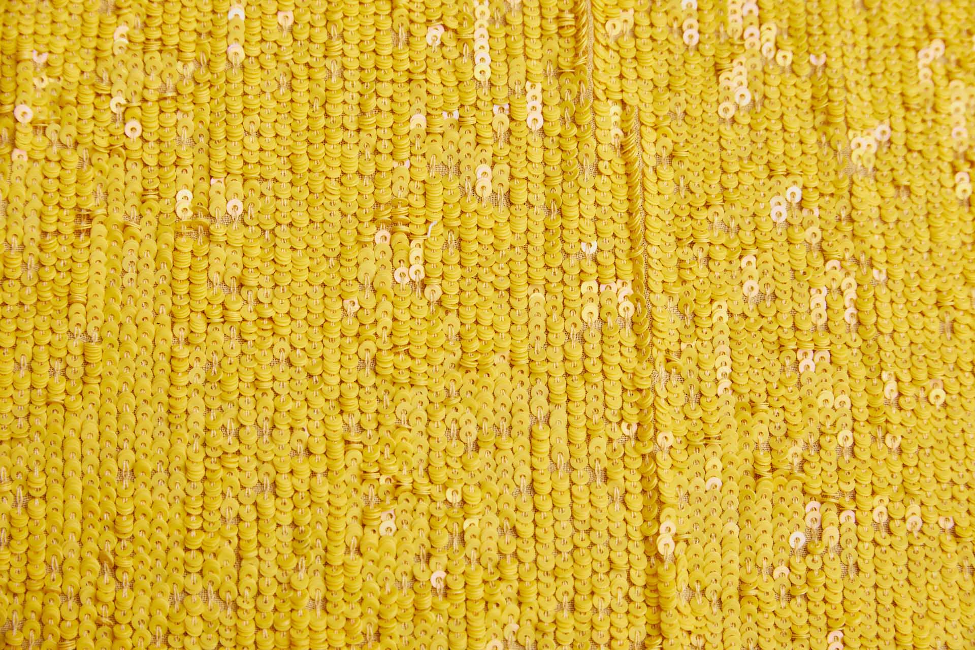 Overlapping Micro Sequin On Silk Chiffon - Iridescent Yellow on Yellow fabric, image 2 of 6