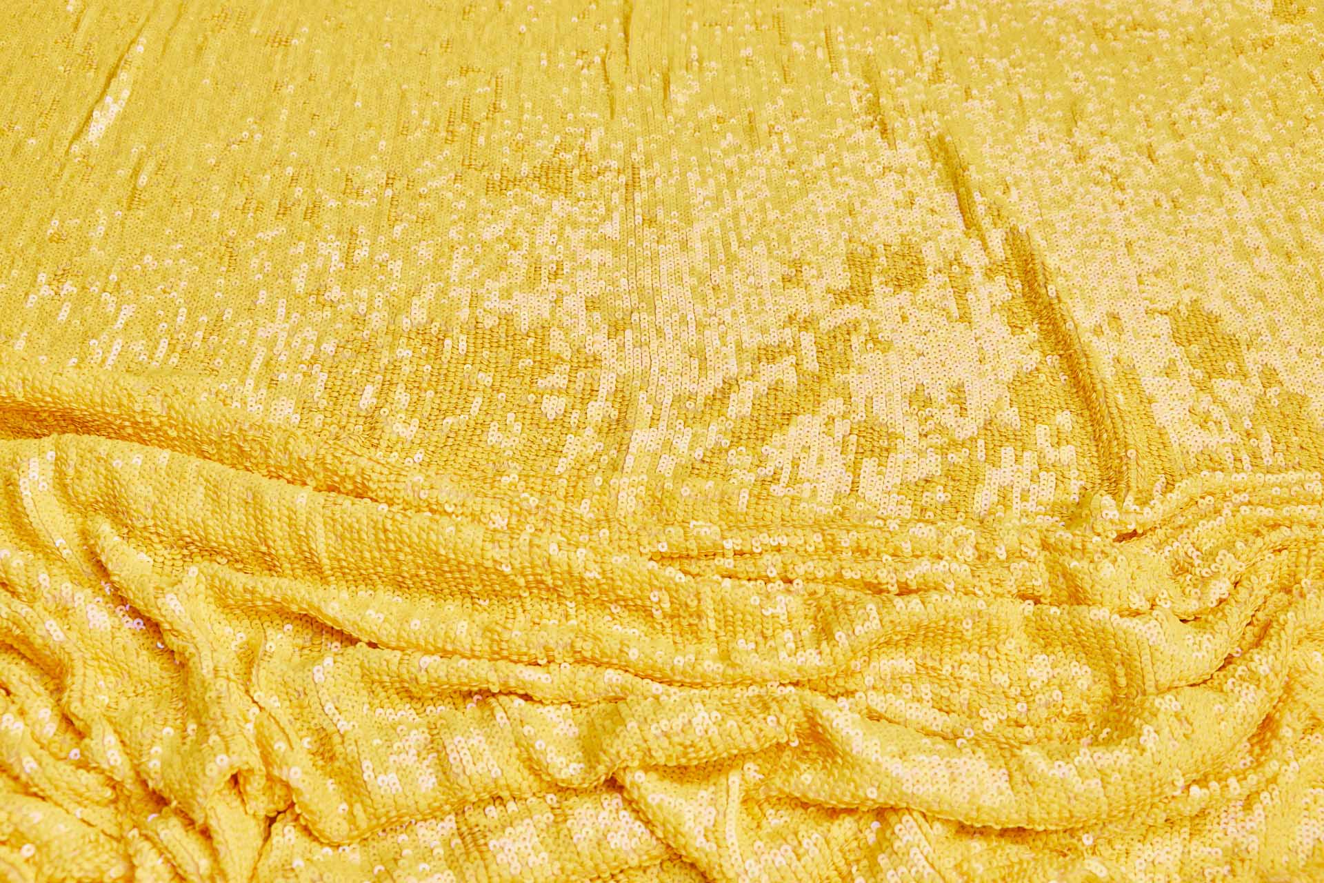 Overlapping Micro Sequin On Silk Chiffon - Iridescent Yellow on Yellow fabric, image 5 of 6