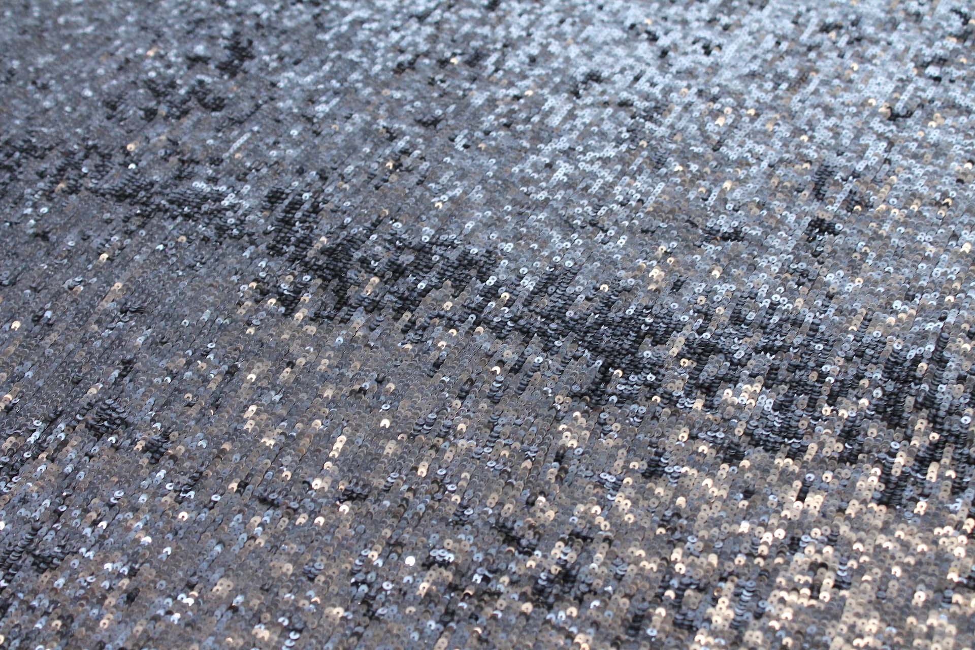 Overlapping Micro Sequin On Silk Chiffon - Blue Grey on Grey fabric, image 2 of 6