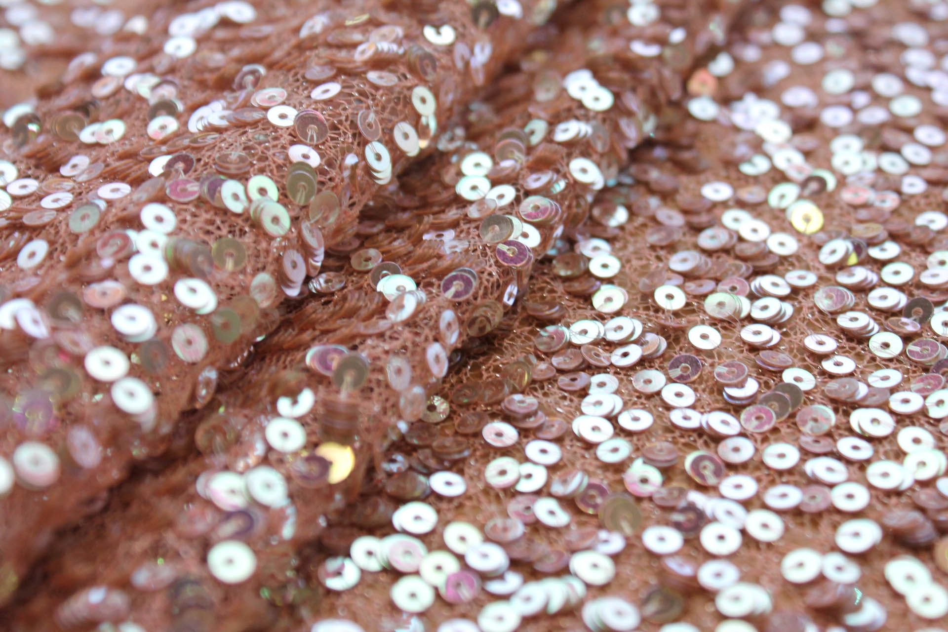 Iridescent Silver and Blush Sequin on Pink Mesh fabric, image 3 of 8