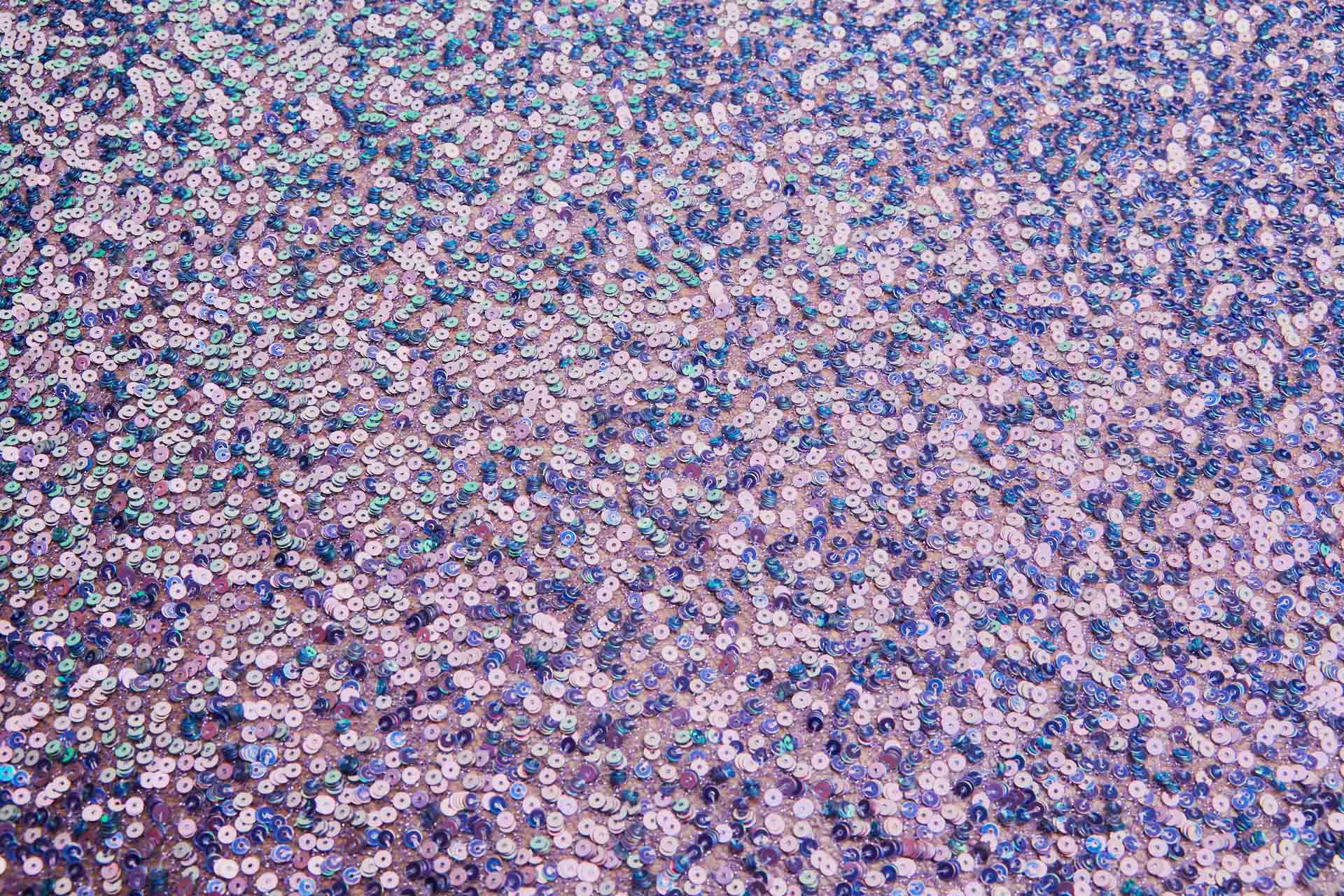 Iridescent Purple / Green Mermaid Holo Sequin on Purple Mesh fabric, image 4 of 10