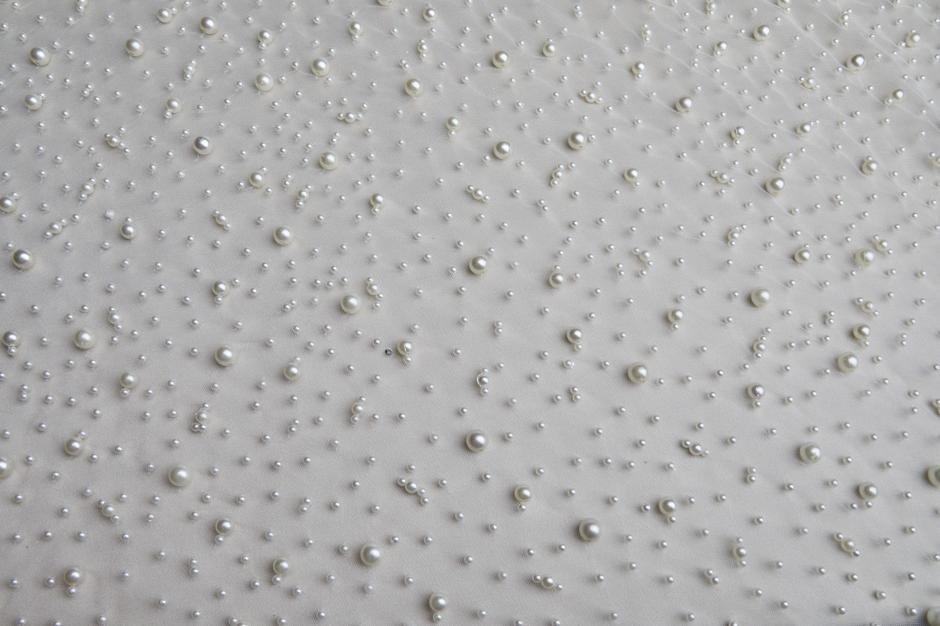 Pearl Encrusted Nylon Tulle - Ivory fabric, image 6 of 6