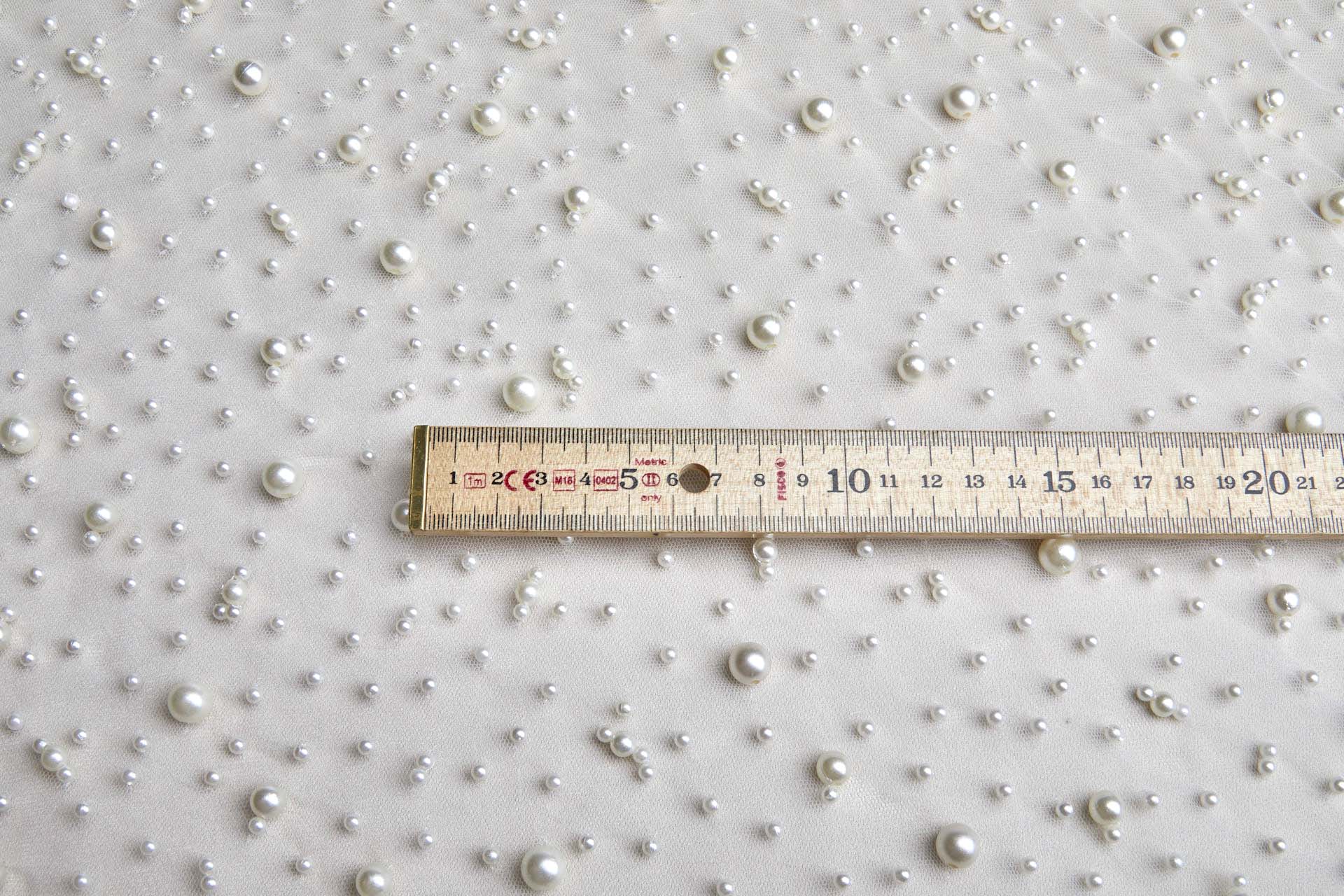 Pearl Encrusted Nylon Tulle - Ivory fabric, image 2 of 6