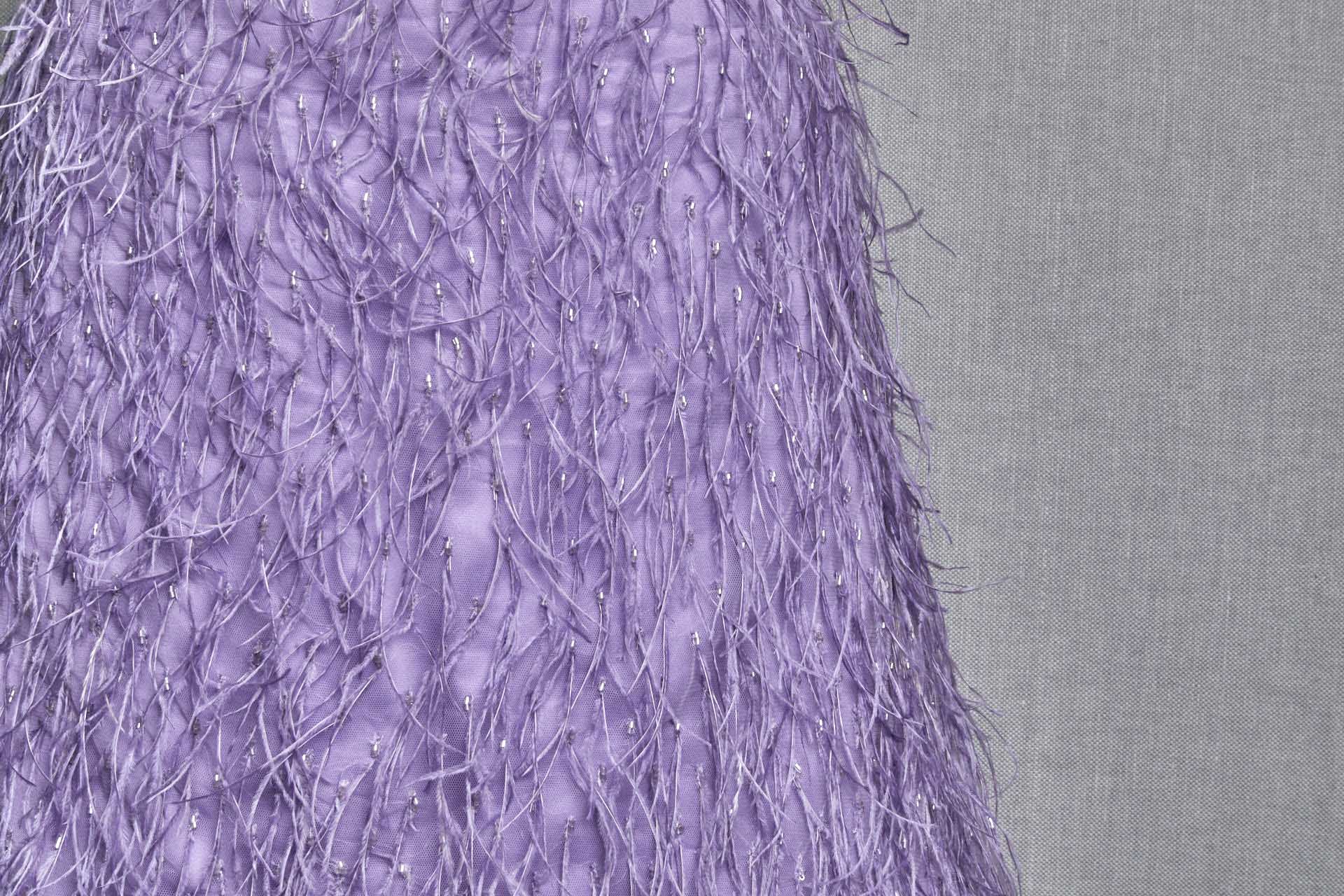 Beads and Ostrich Feathers on Tulle - Lilac fabric, image 4 of 7