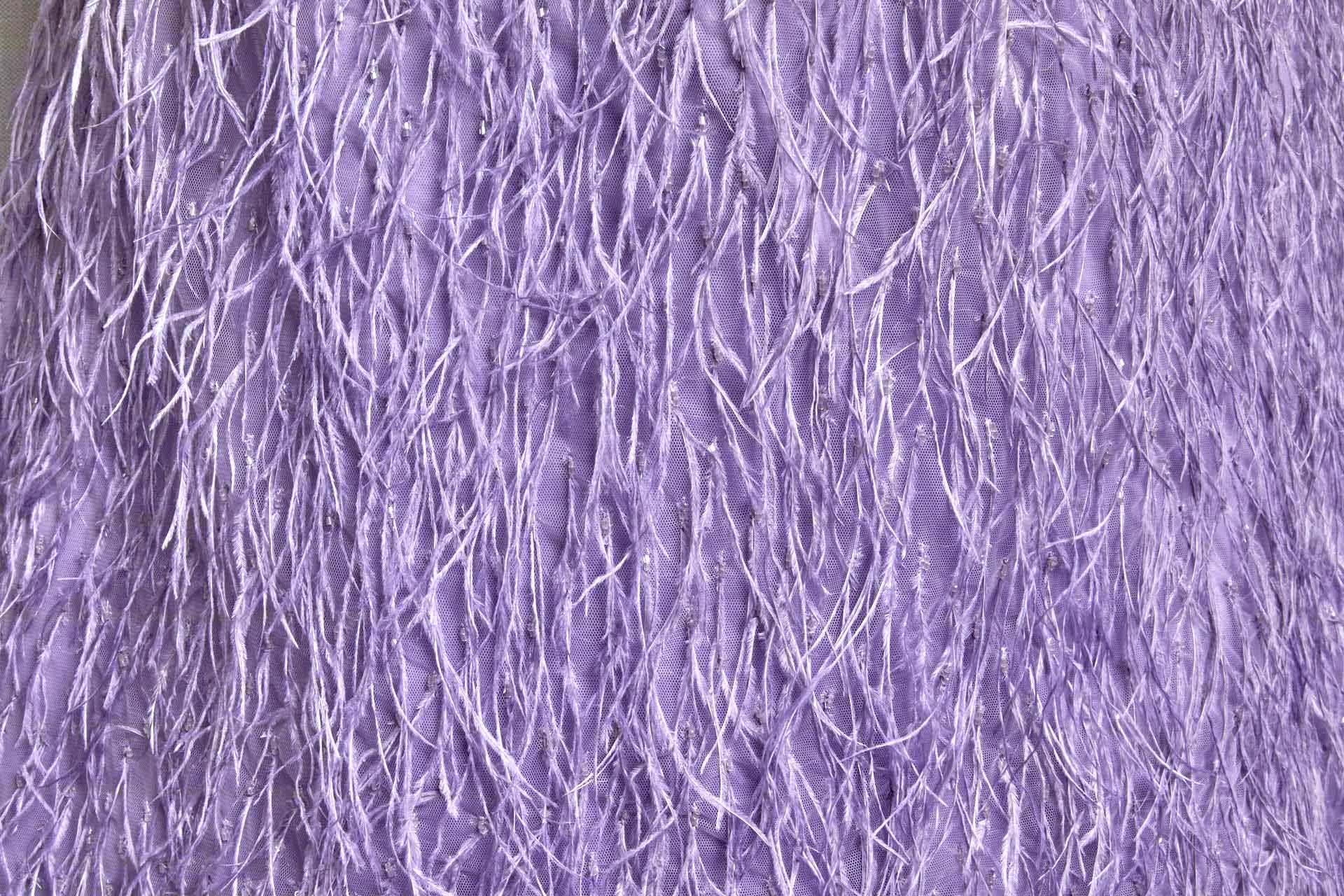 Beads and Ostrich Feathers on Tulle - Lilac fabric