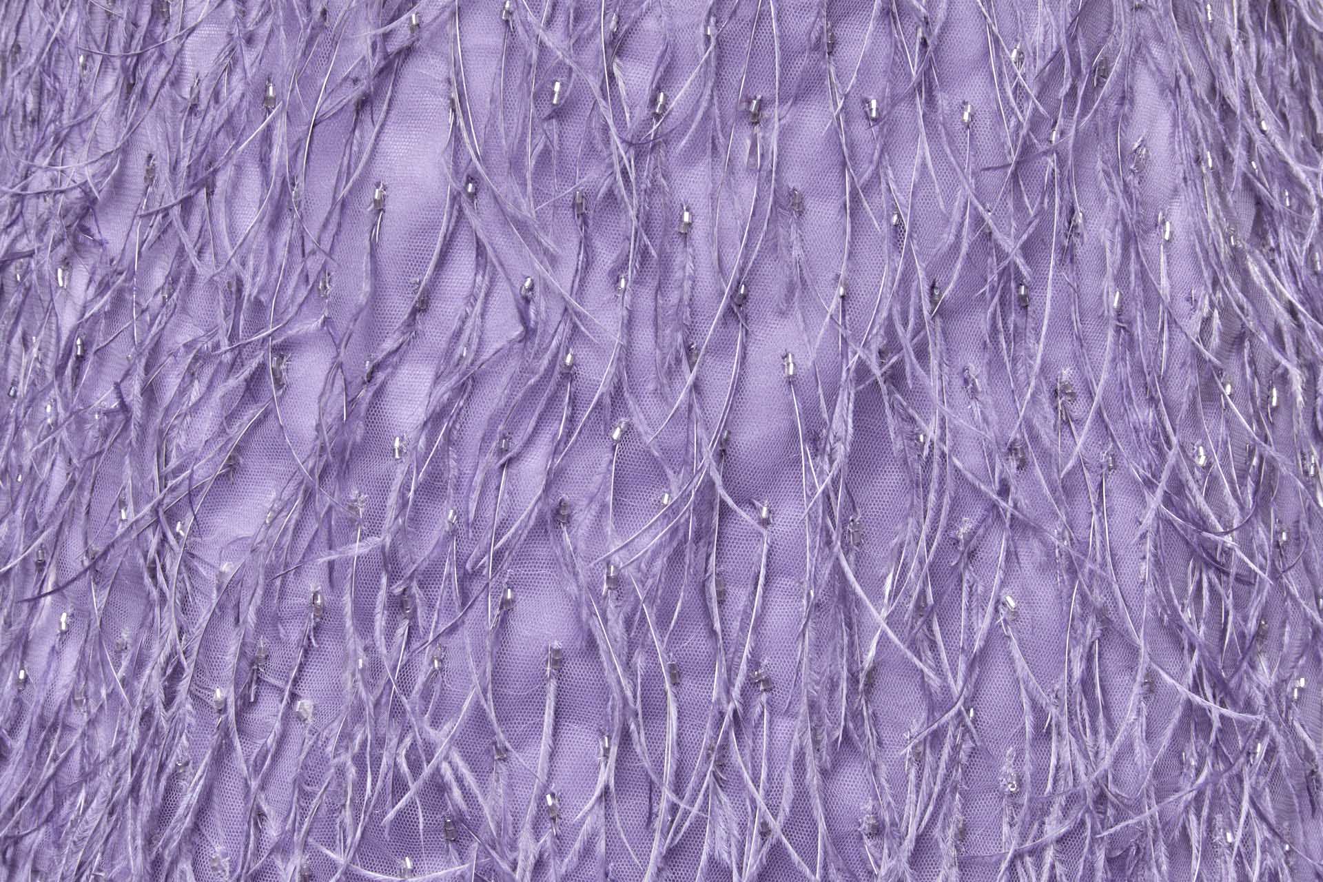 Beads and Ostrich Feathers on Tulle - Lilac fabric, image 5 of 7