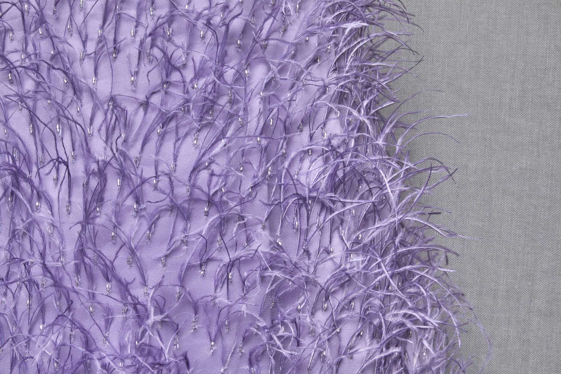 Beads and Ostrich Feathers on Tulle - Lilac fabric, image 7 of 7