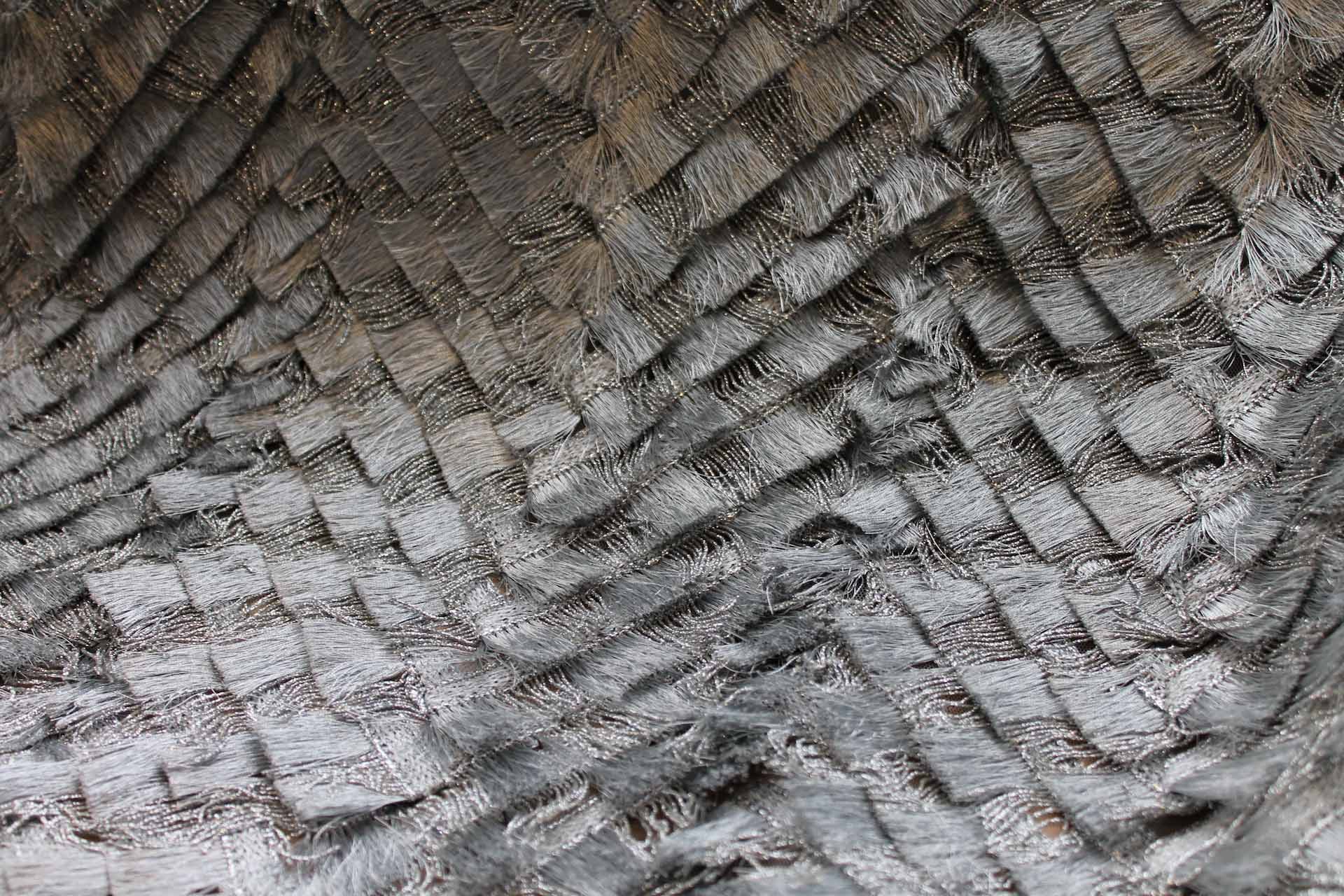Silver Fringe Chevron Pattern on Tulle fabric