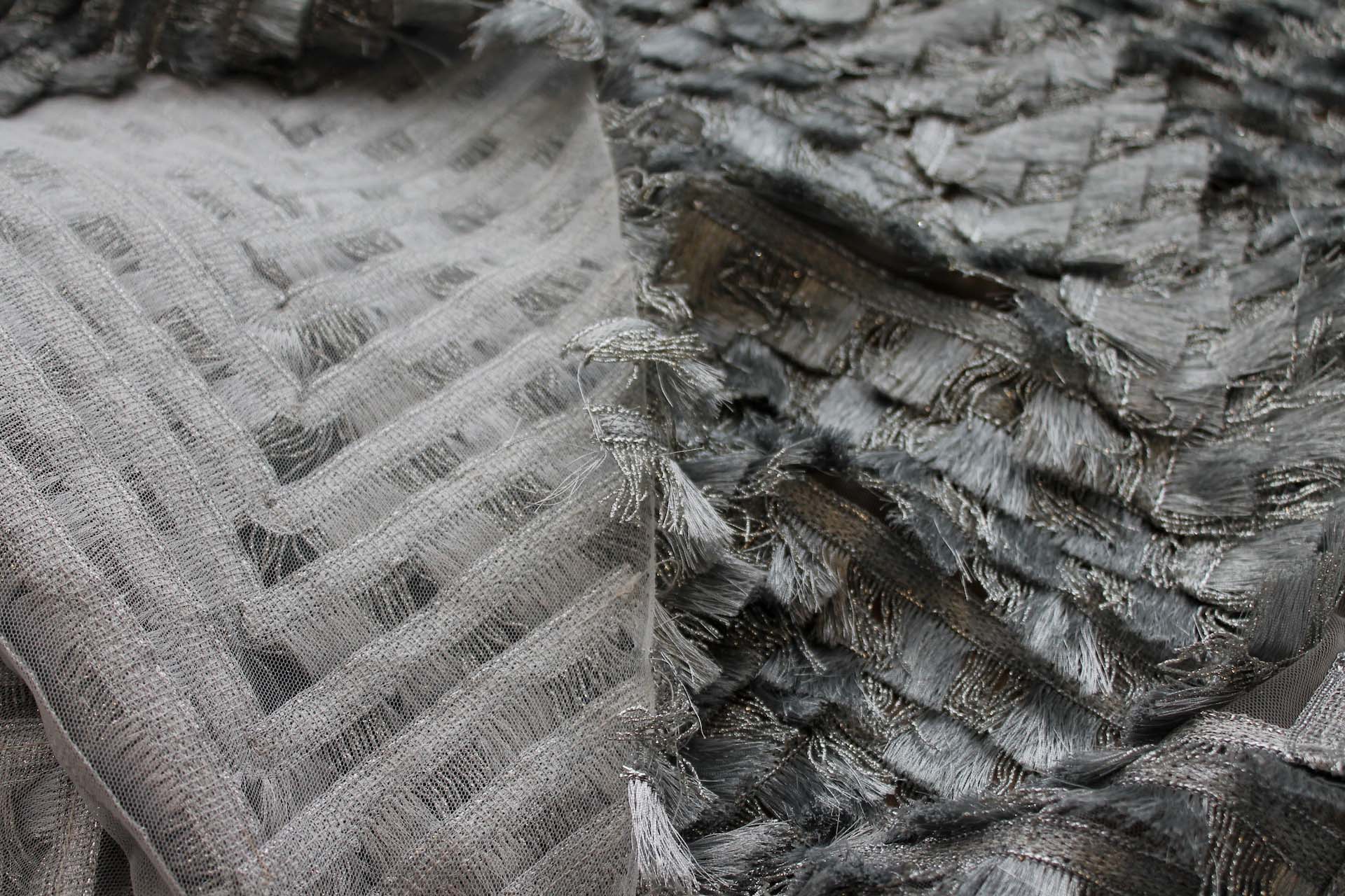 Silver Fringe Chevron Pattern on Tulle fabric, image 3 of 8