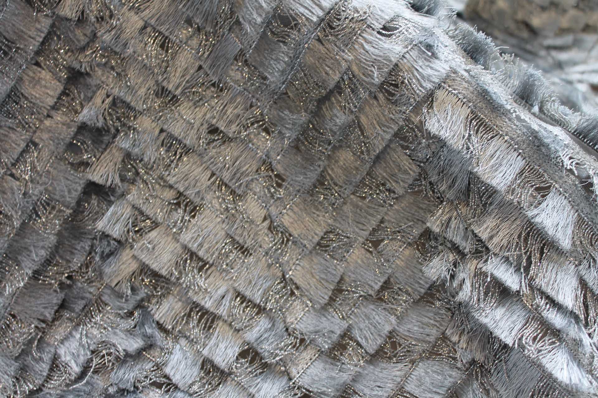 Silver Fringe Chevron Pattern on Tulle fabric, image 4 of 8
