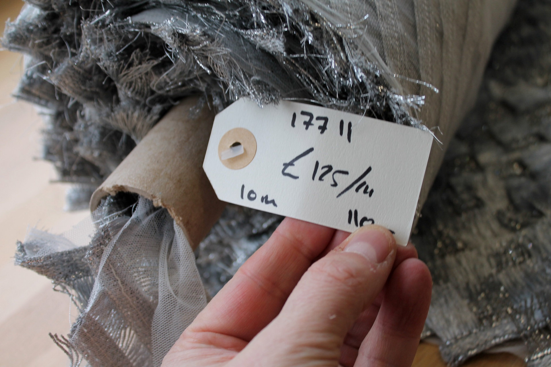 Silver Fringe Chevron Pattern on Tulle fabric, image 5 of 8