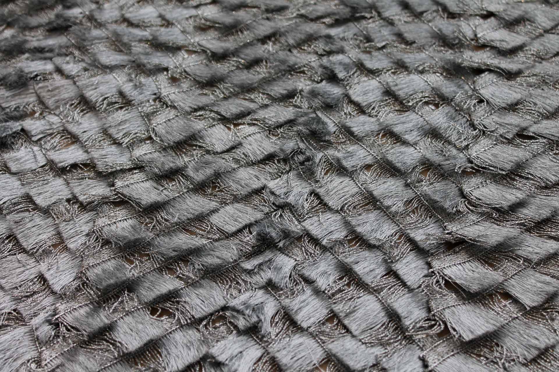 Silver Fringe Chevron Pattern on Tulle fabric, image 6 of 8