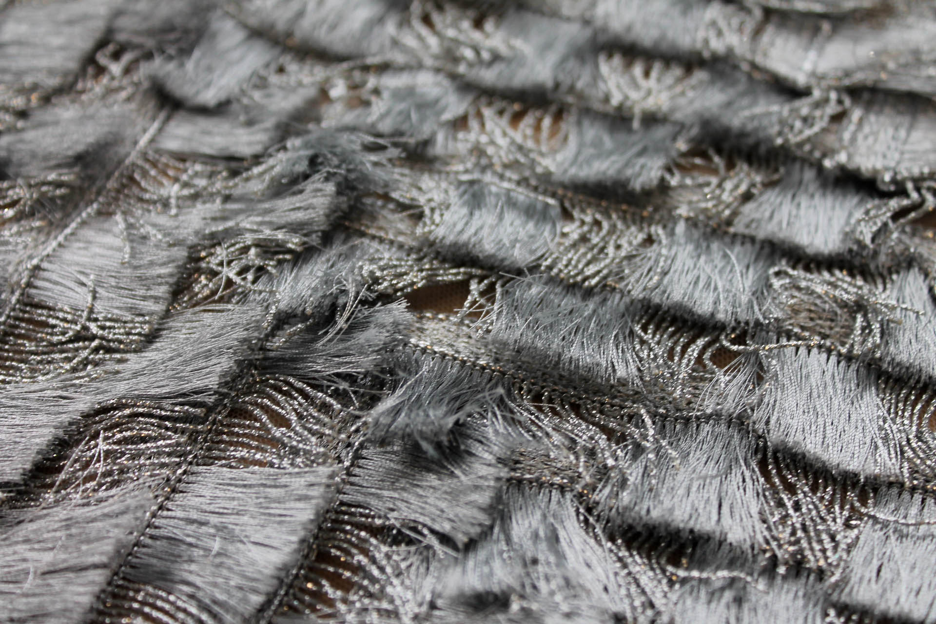 Silver Fringe Chevron Pattern on Tulle fabric, image 7 of 8