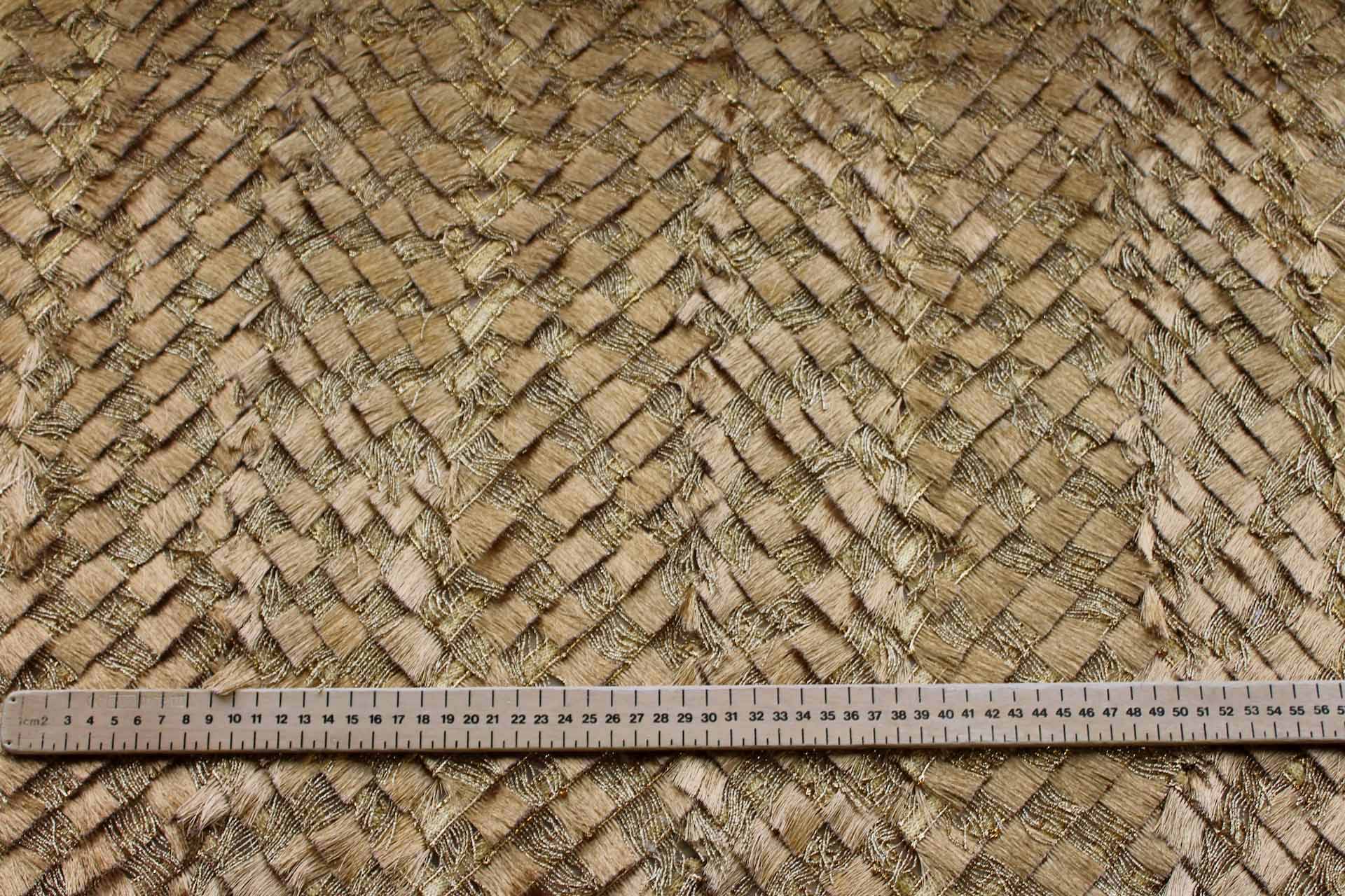 Deep Gold Fringe Chevron Pattern on Tulle fabric, image 5 of 8