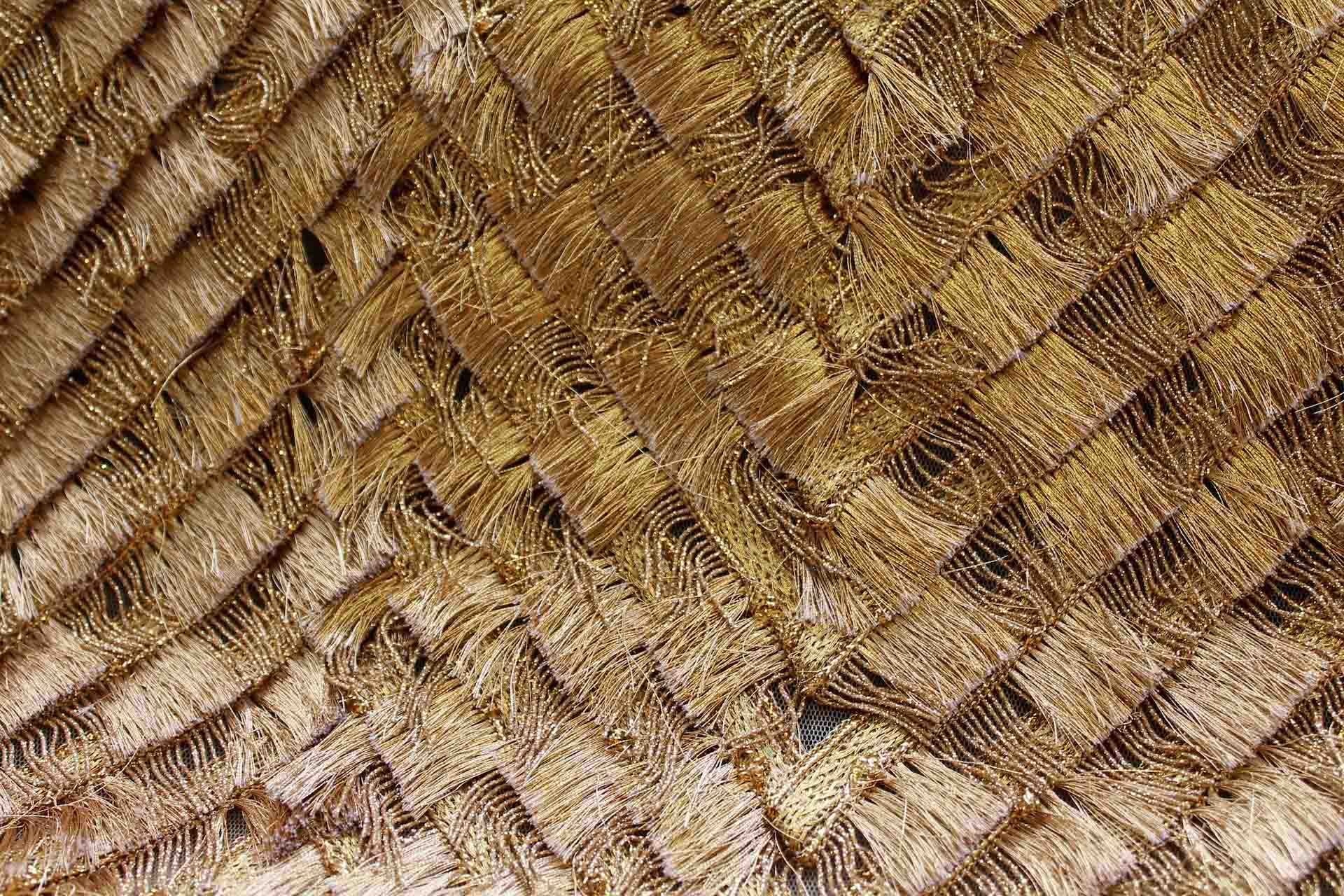 Deep Gold Fringe Chevron Pattern on Tulle fabric, image 6 of 8