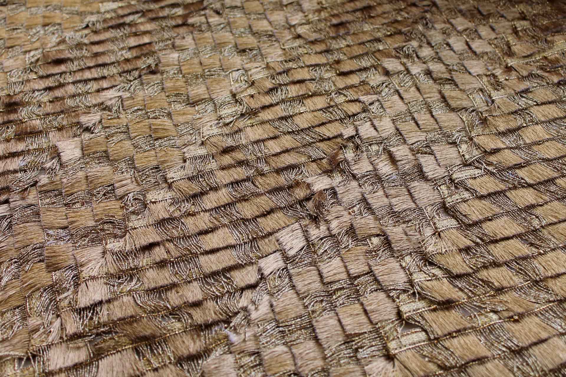 Deep Gold Fringe Chevron Pattern on Tulle fabric, image 8 of 8