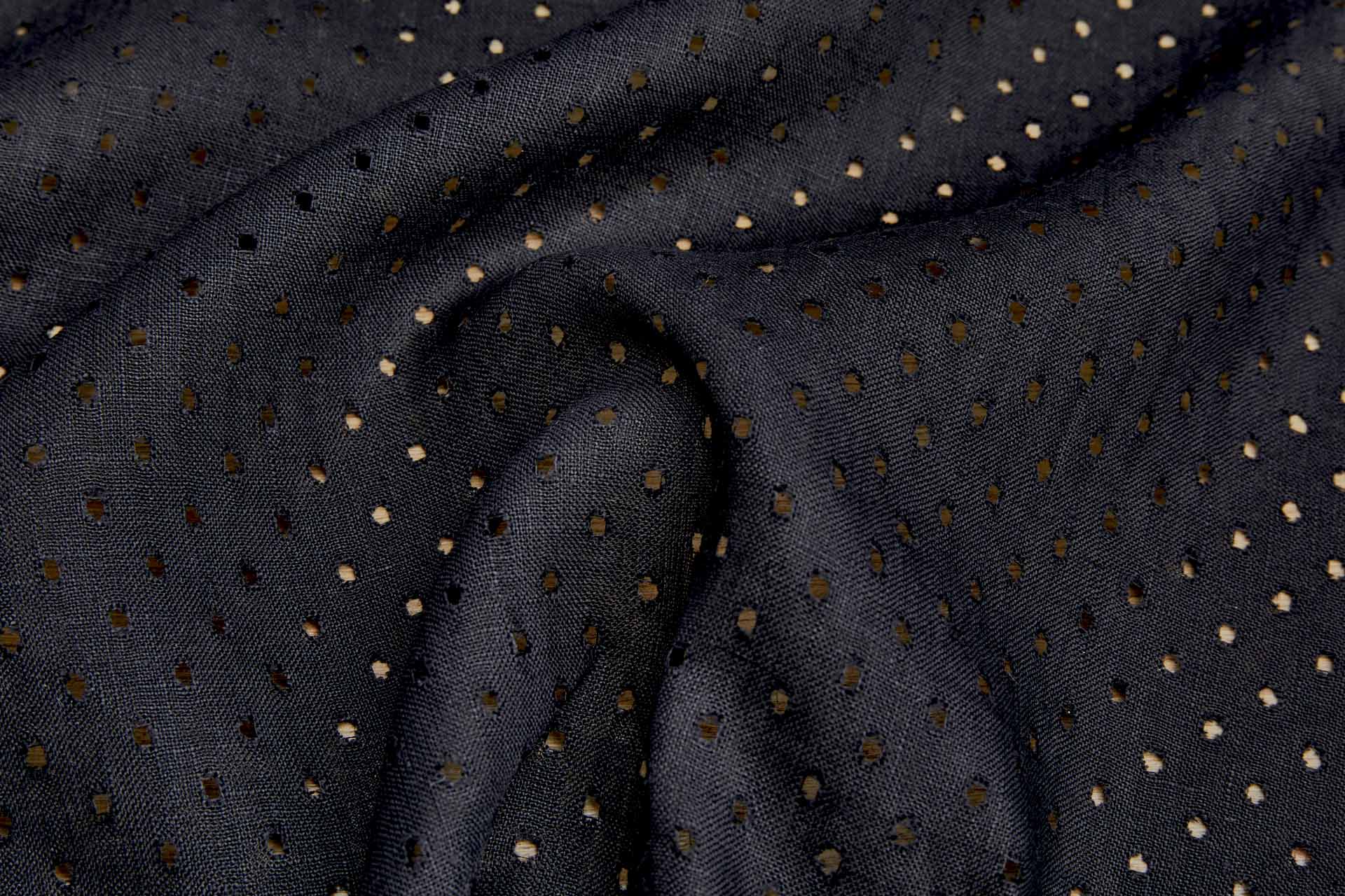 Black Linen with Perforated Holes fabric, image 2 of 5