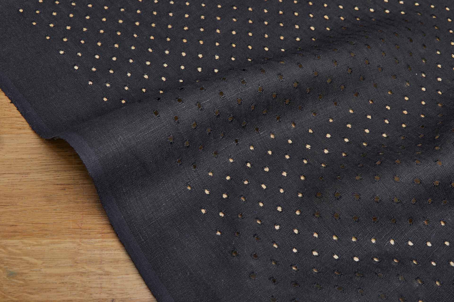 Black Linen with Perforated Holes fabric, image 4 of 5