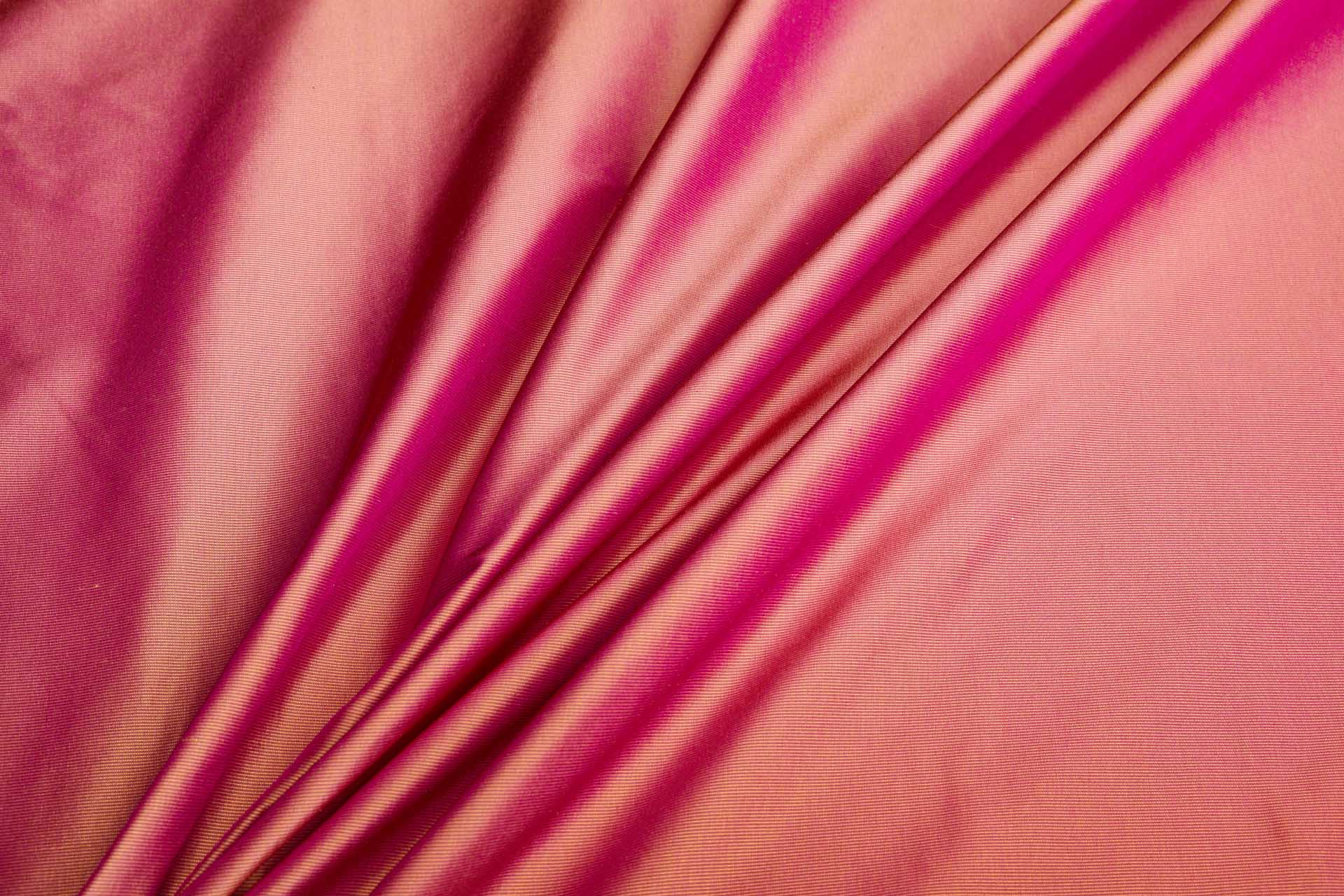 Heavy Weight Silk Taffeta - 3-Tone - Caramel, Yellow and Fuchsia fabric, image 4 of 8
