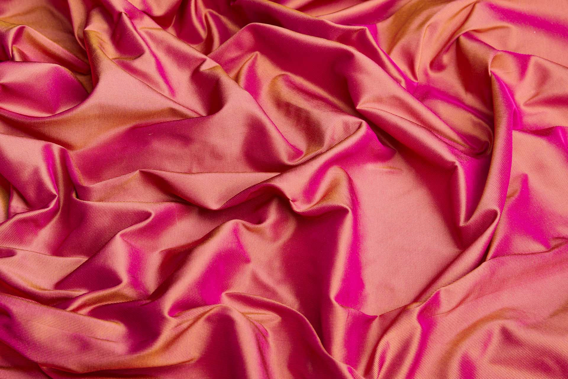 Heavy Weight Silk Taffeta - 3-Tone - Caramel, Yellow and Fuchsia fabric, image 5 of 8