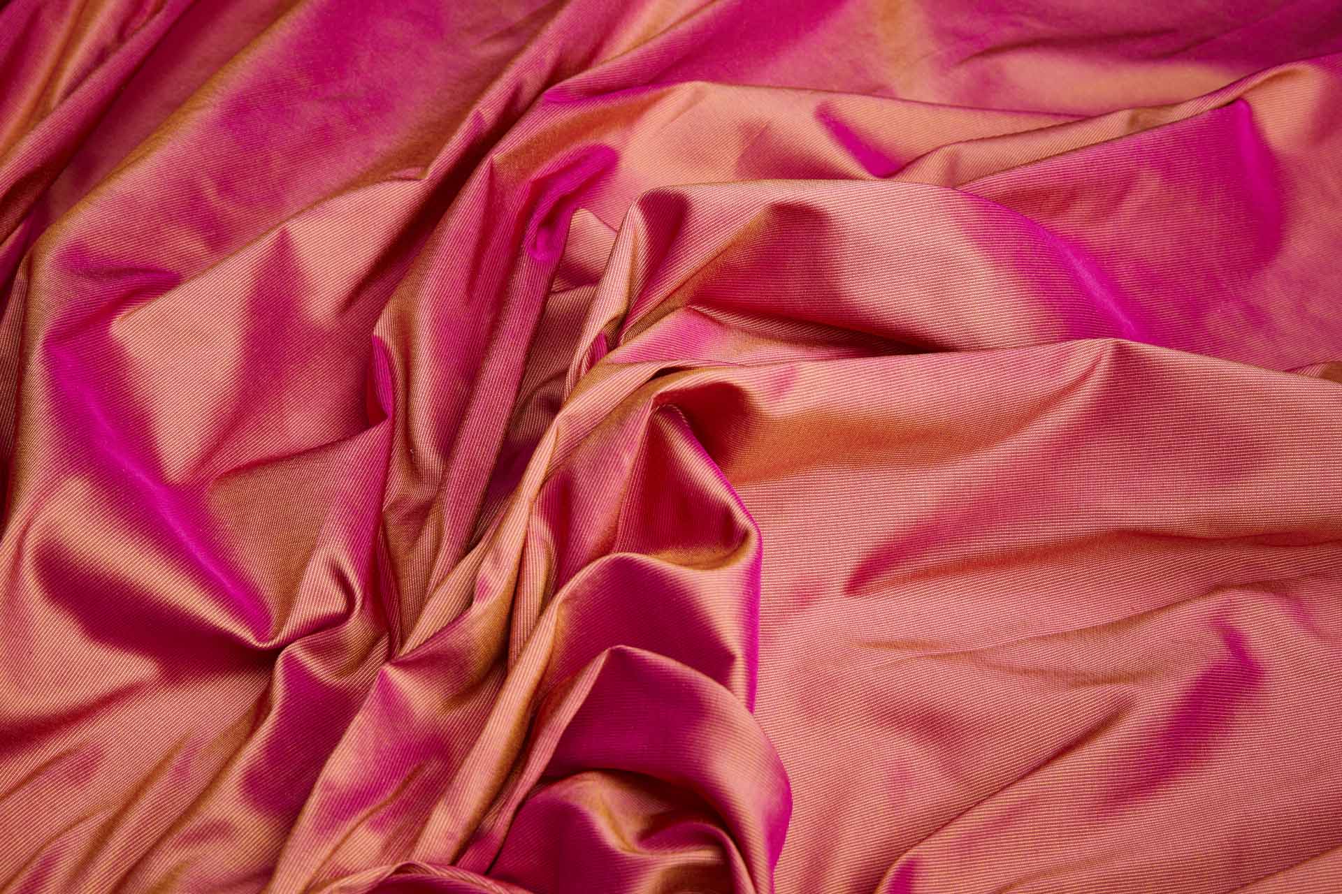 Heavy Weight Silk Taffeta - 3-Tone - Caramel, Yellow and Fuchsia fabric, image 7 of 8