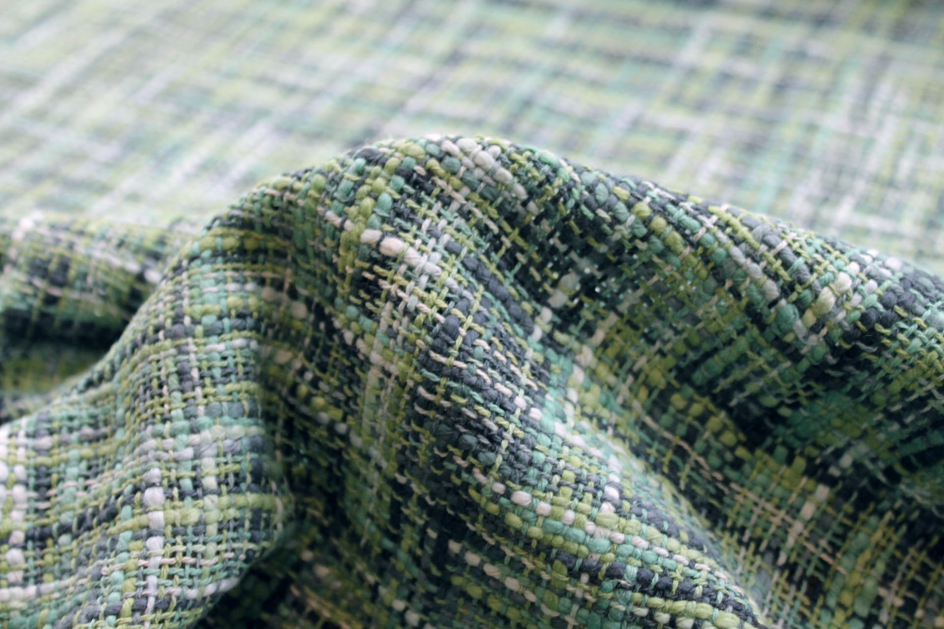 Chunky Weave Cotton Matka - Forest Greens fabric, image 4 of 6