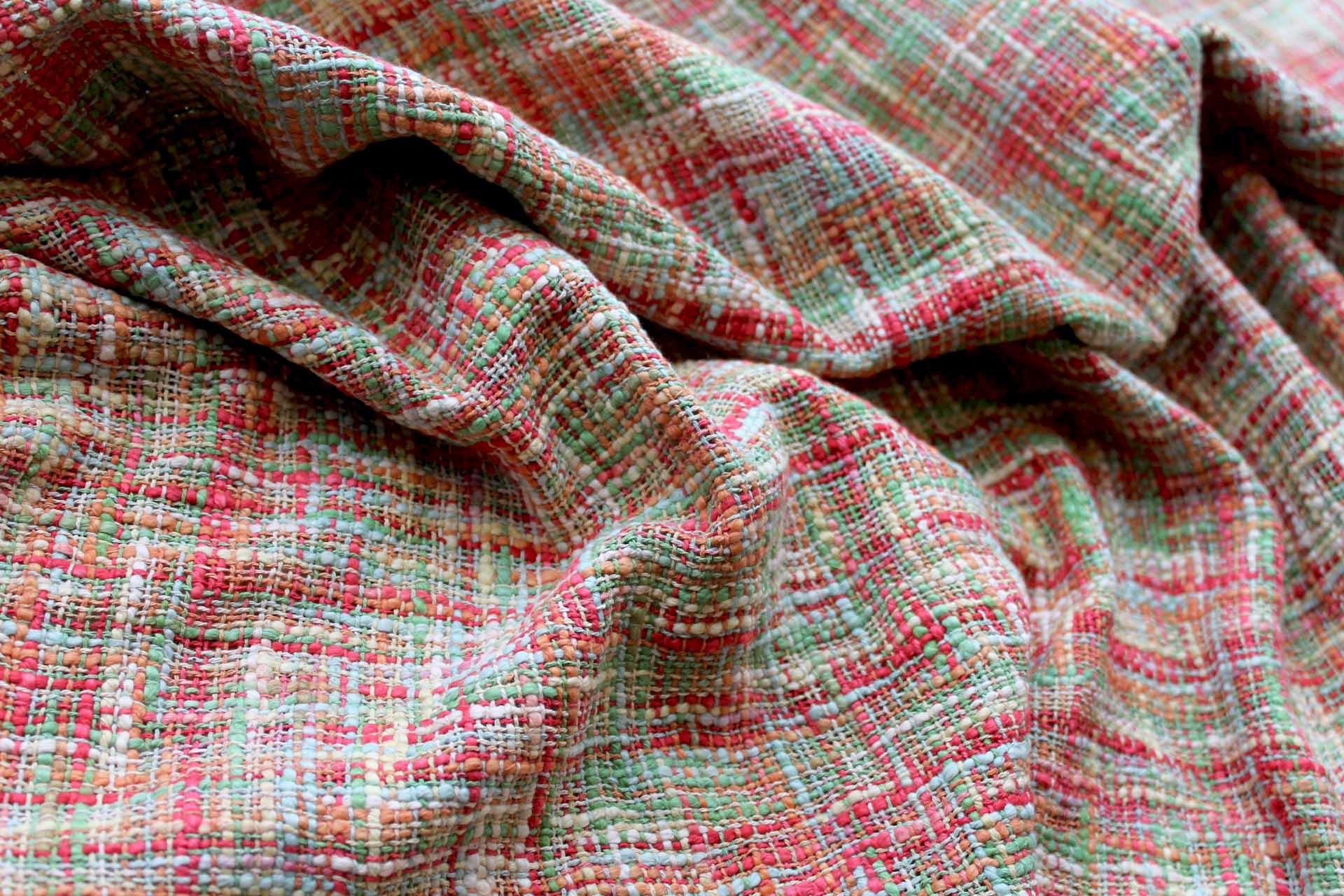 Chunky Weave Cotton Matka - Red, Orange and Greens fabric, image 3 of 6