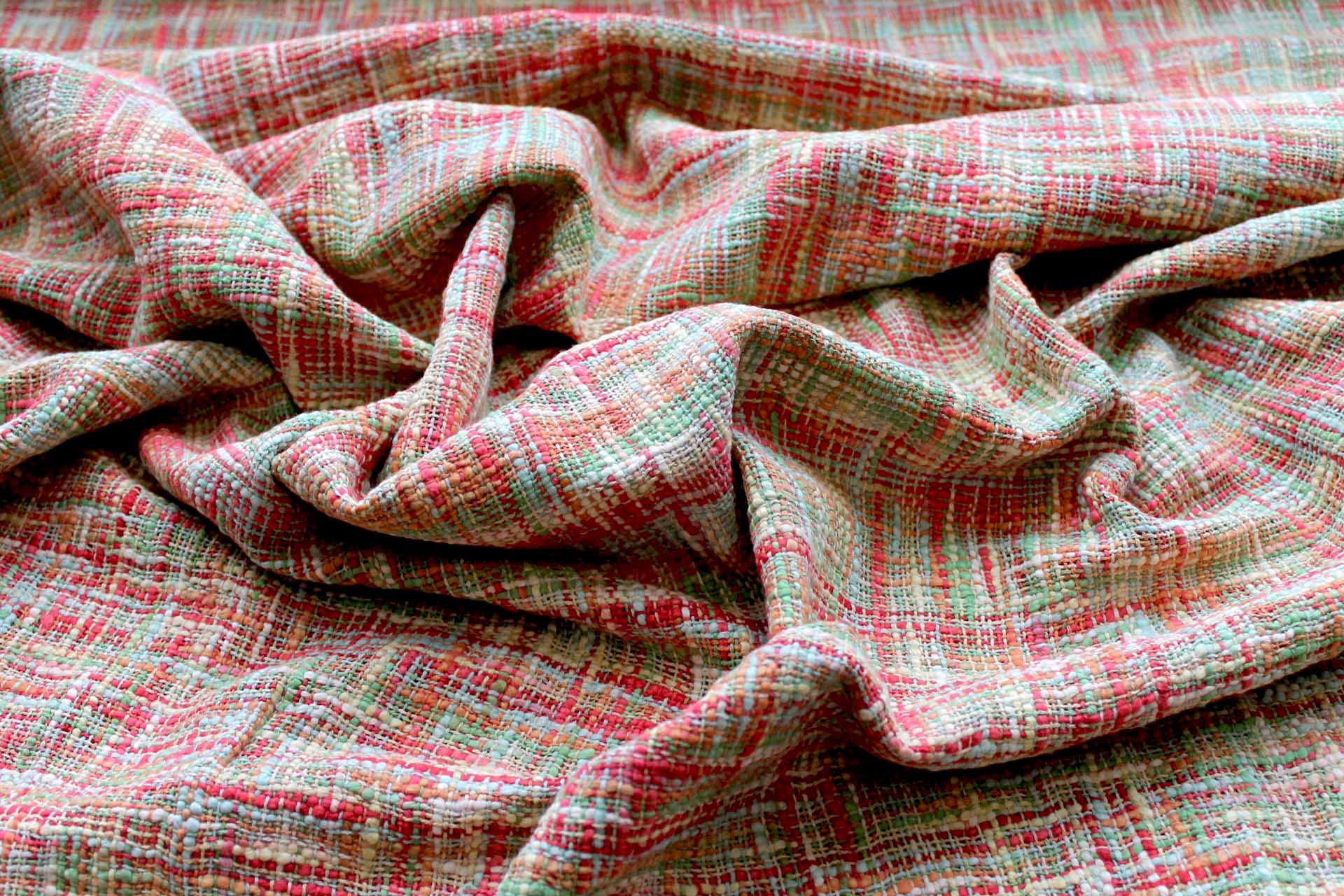 Chunky Weave Cotton Matka - Red, Orange and Greens fabric, image 4 of 6