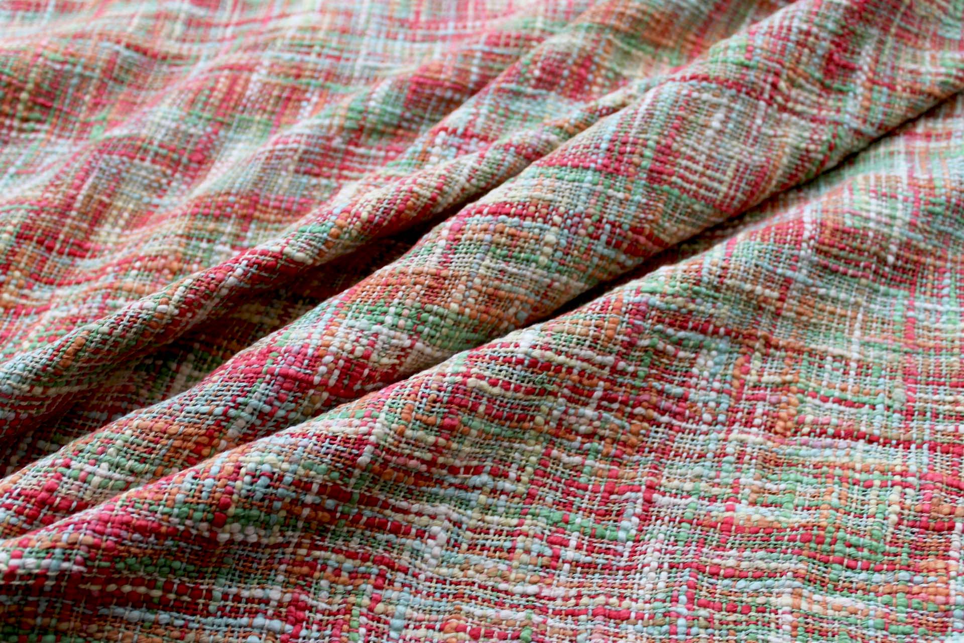 Chunky Weave Cotton Matka - Red, Orange and Greens fabric, image 5 of 6