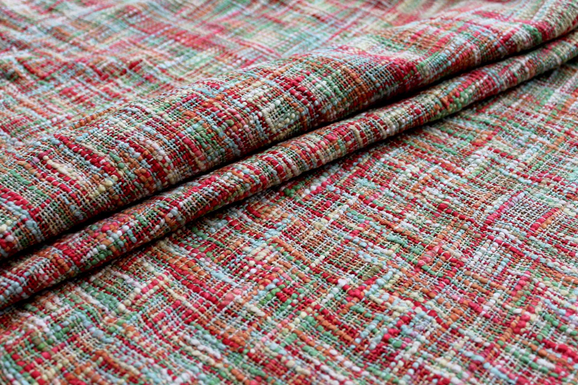 Chunky Weave Cotton Matka - Red, Orange and Greens fabric, image 6 of 6