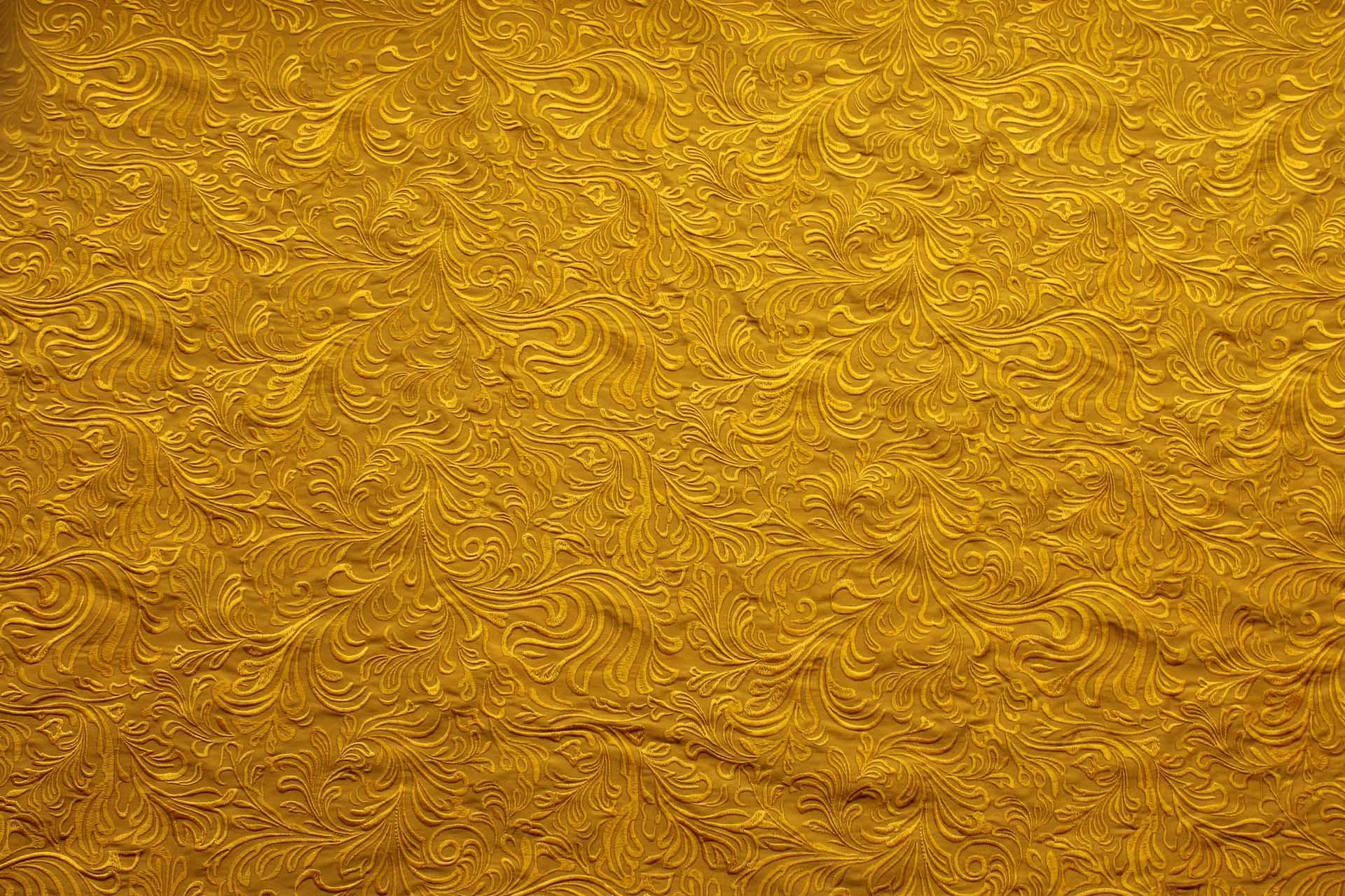Swirly Embroidered Dupion - Yellow on Yellow fabric, image 5 of 7