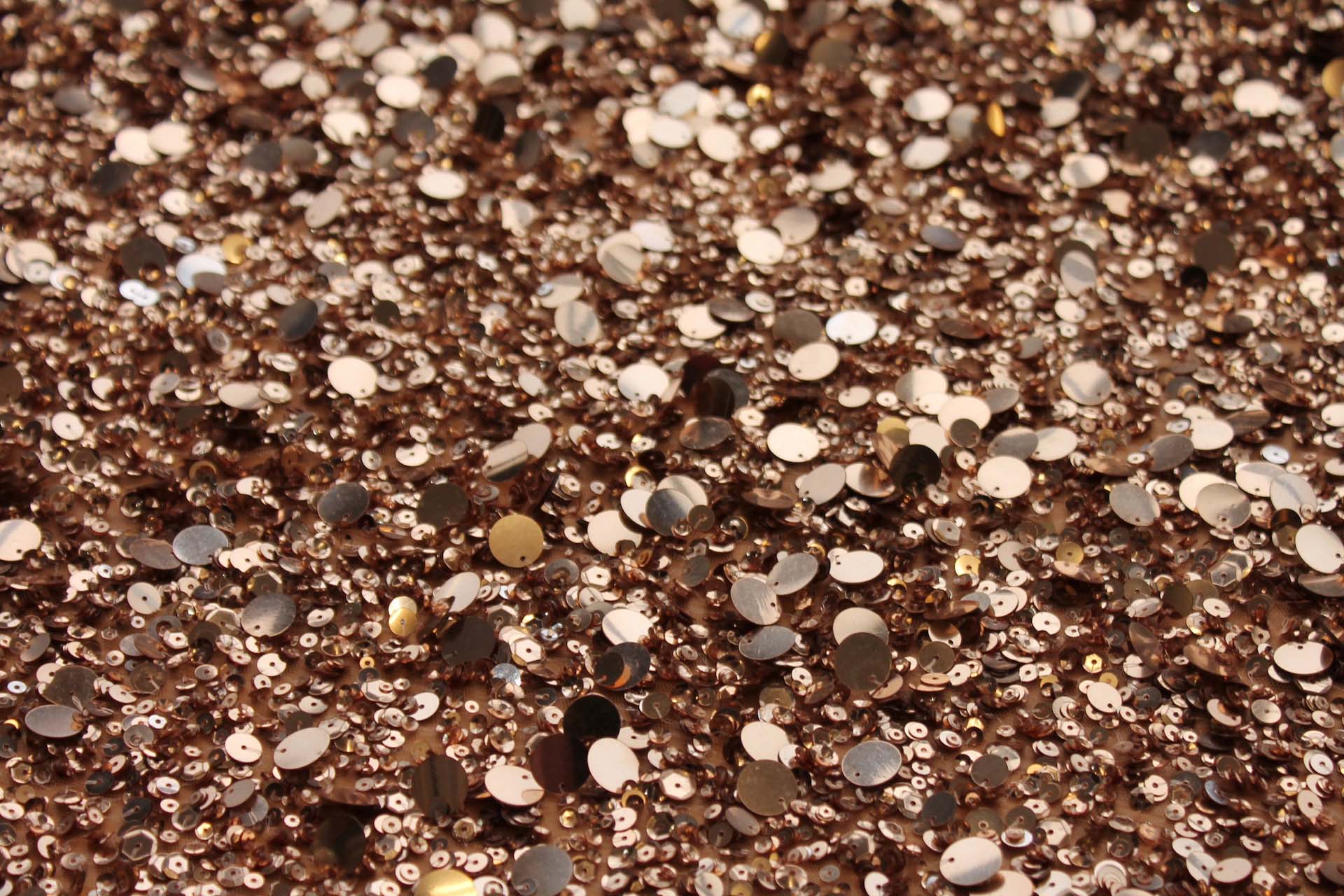 Mixed Sequins On Tulle - Old Gold fabric, image 2 of 5