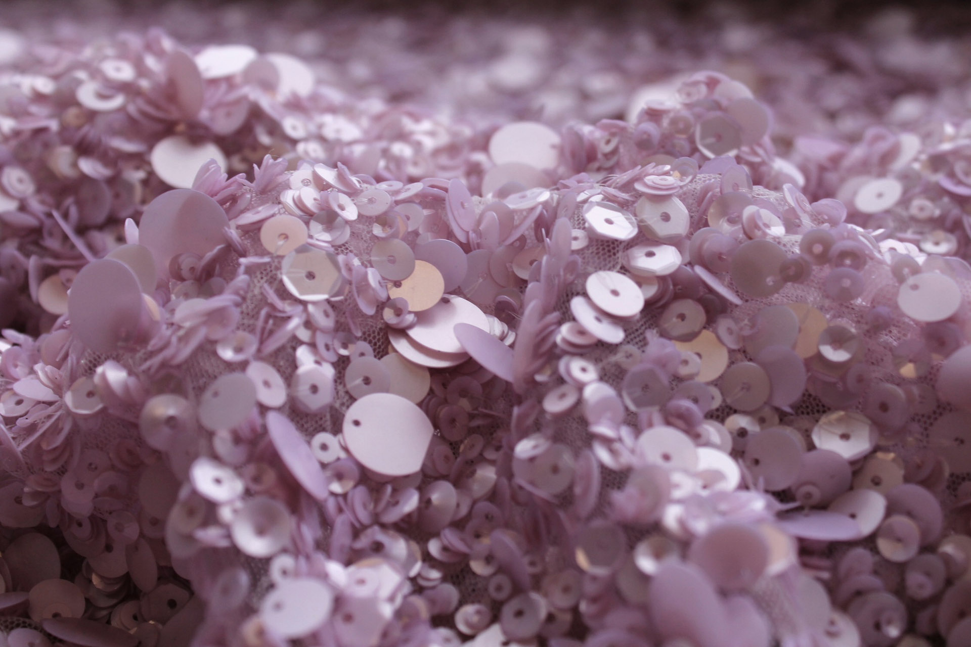 Mixed Sequins On Tulle - Lilac fabric, image 2 of 6