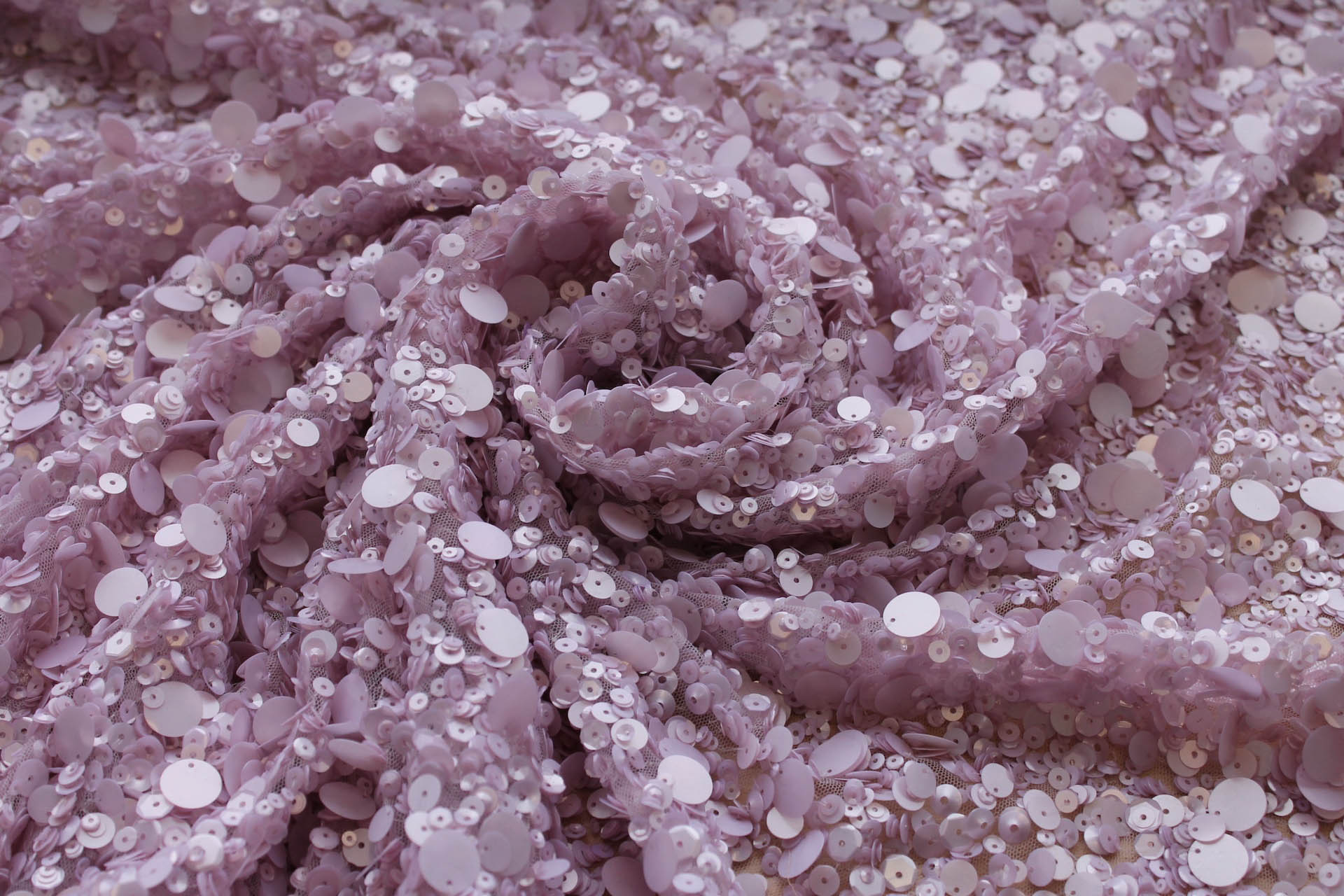 Mixed Sequins On Tulle - Lilac fabric, image 6 of 6